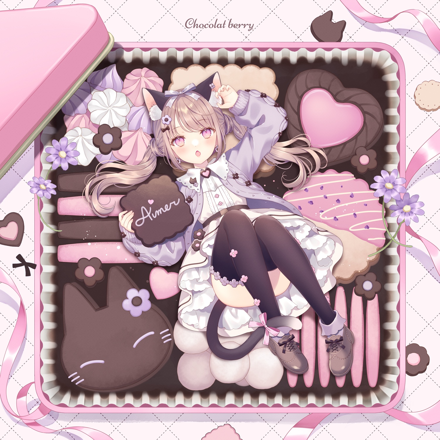 Cat girl in a box of chocolates HD Wallpaper