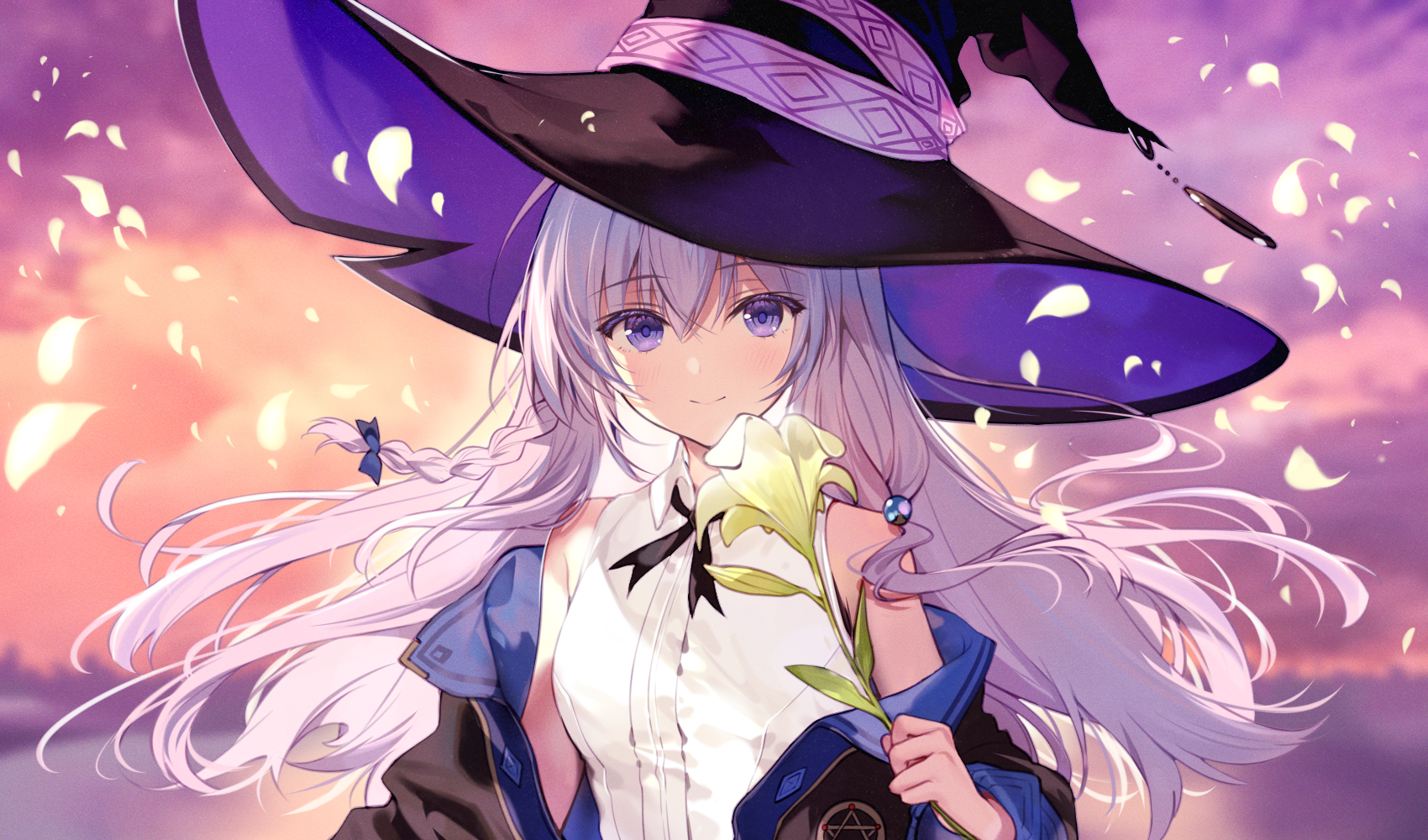 Elaina from Majo no Tabitabi with a witch hat HD Wallpaper