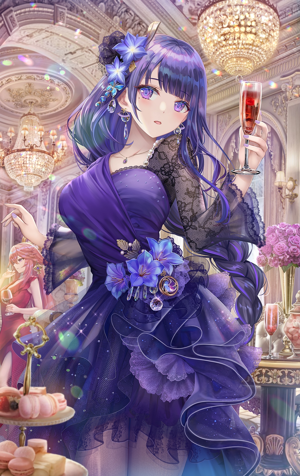Raiden Shogun and Yae Miko at a formal event HD Phone Wallpaper