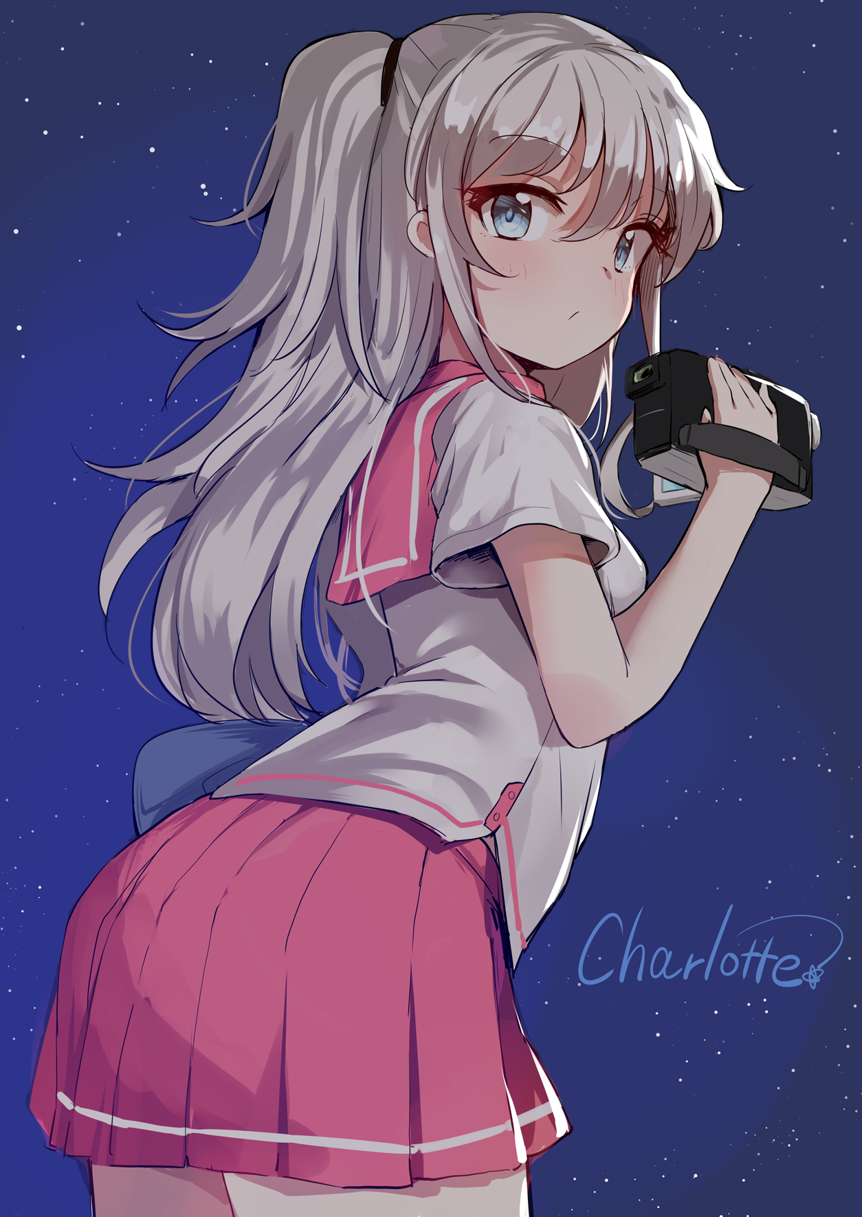 Tomori Nao from Charlotte holding a camera HD Phone Wallpaper
