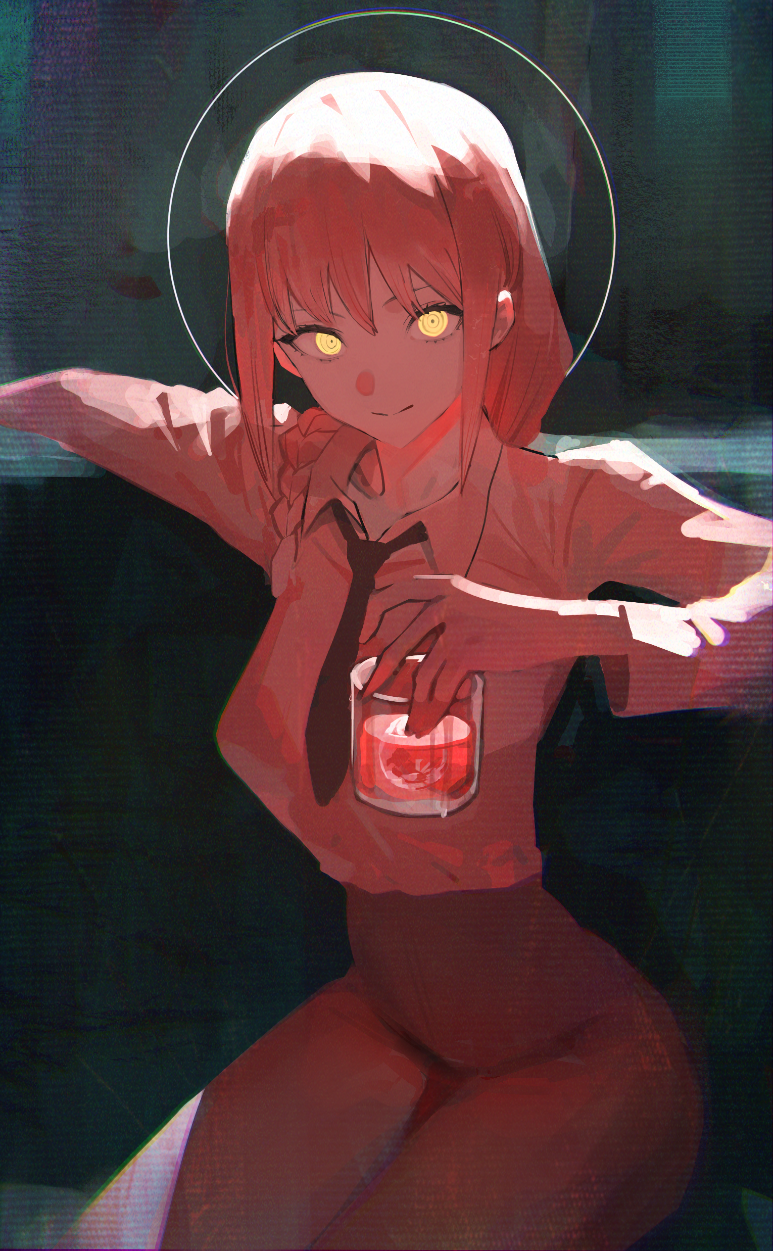 Makima from Chainsaw Man holding a drink HD Phone Wallpaper