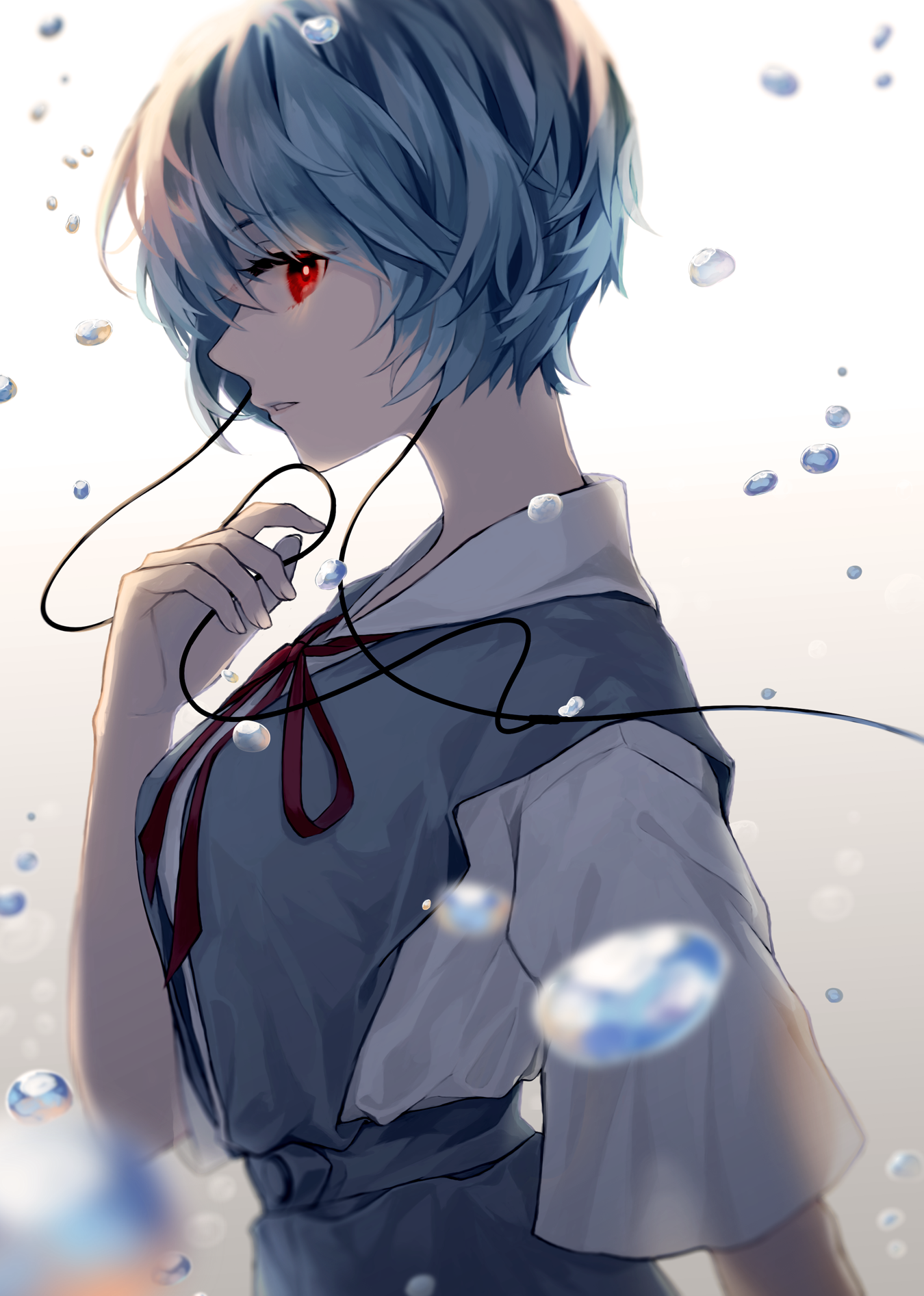 Ayanami Rei from Neon Genesis Evangelion with blue hair HD Phone Wallpaper