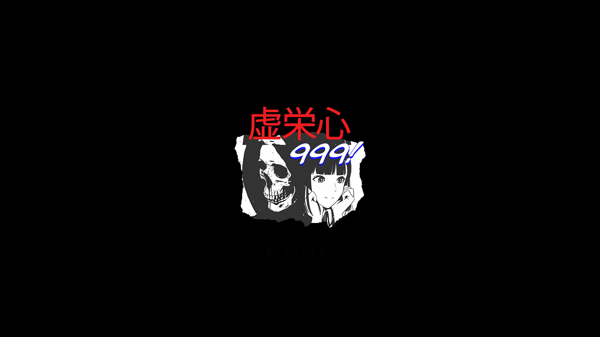 Grim Reaper and anime girl with Japanese text HD Wallpaper