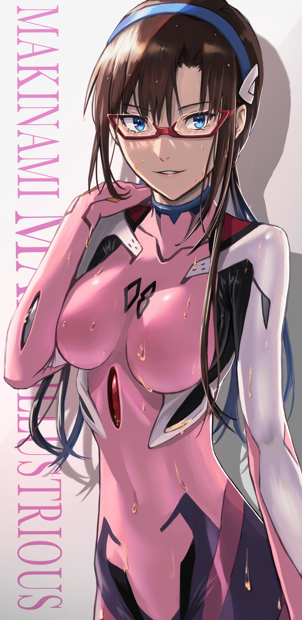 Makinami Mari Illustrious in a pink bodysuit HD Phone Wallpaper