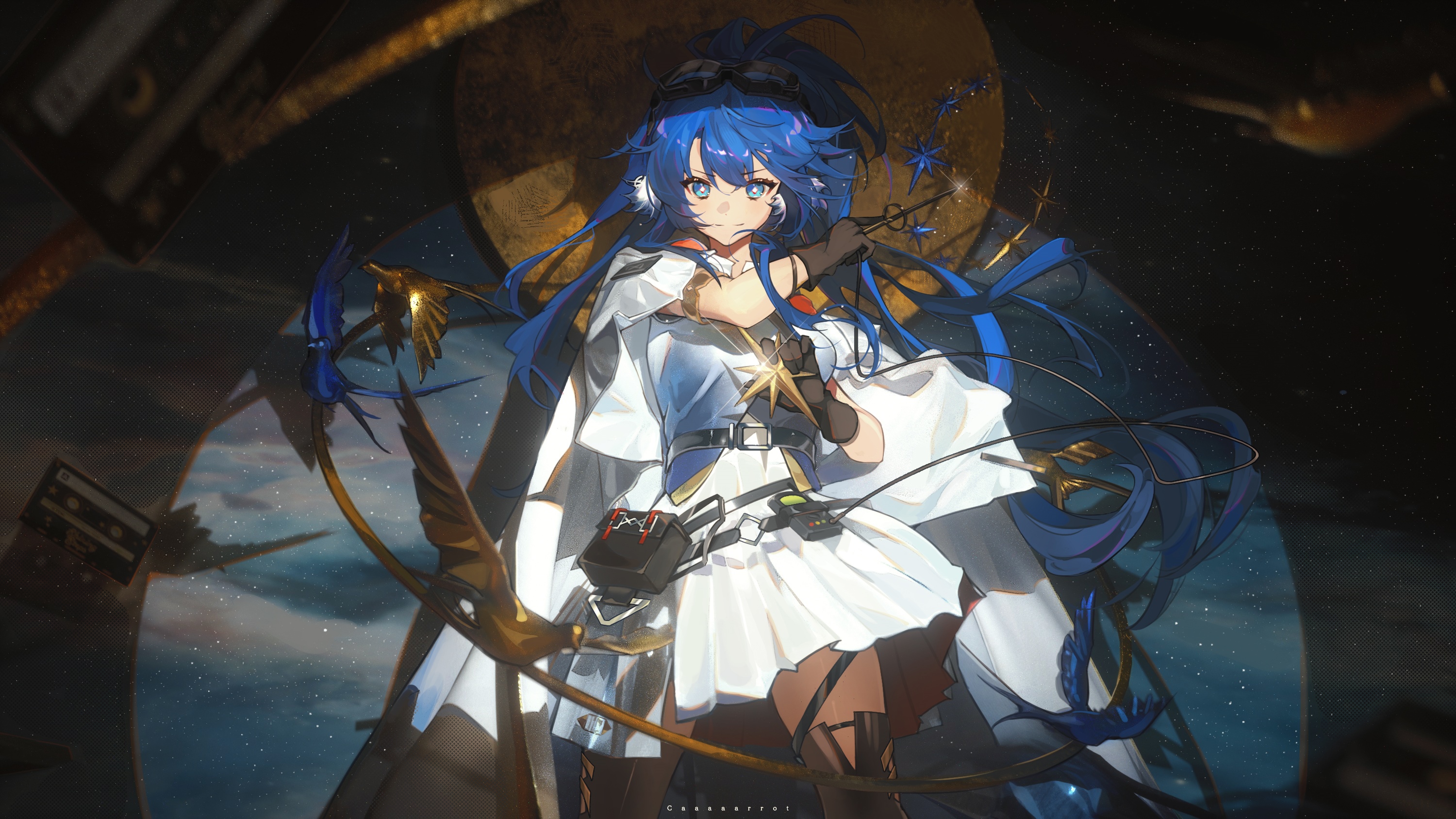 Arknights anime girl with blue hair and blue eyes HD Wallpaper
