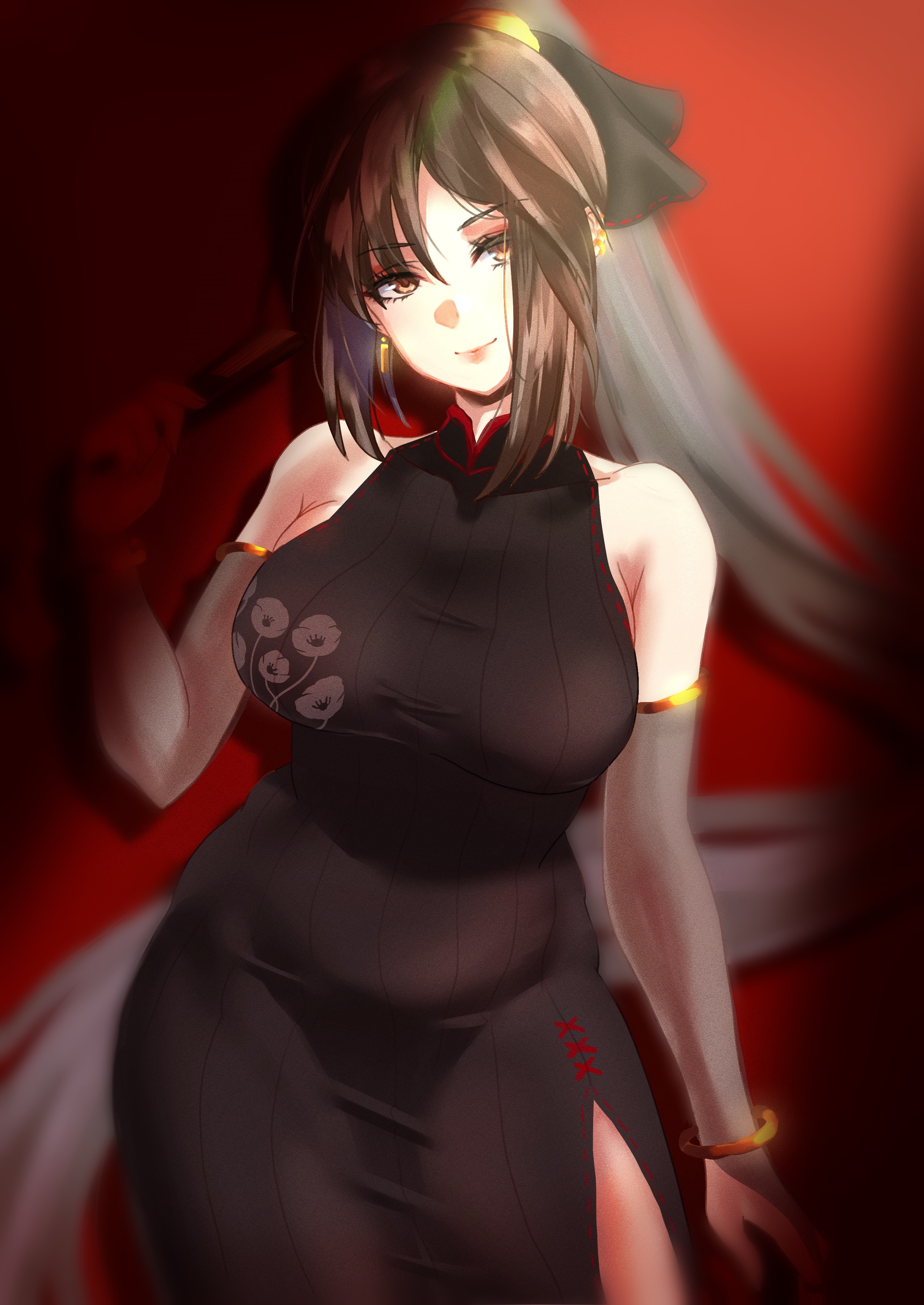 Consort Yu from Fate/Grand Order in a black dress HD Phone Wallpaper