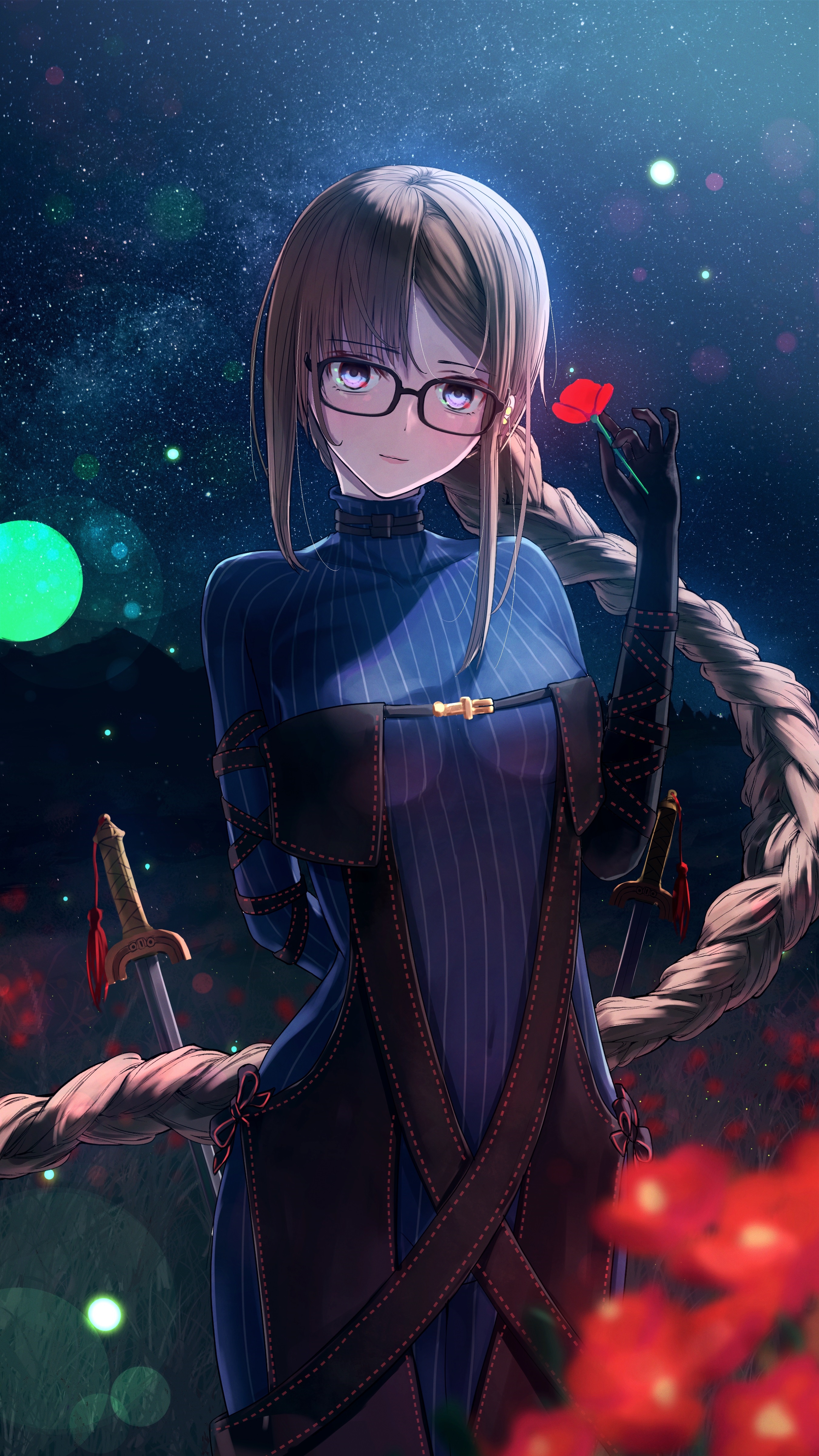 Consort Yu from Fate/Grand Order holding a red flower HD Phone Wallpaper