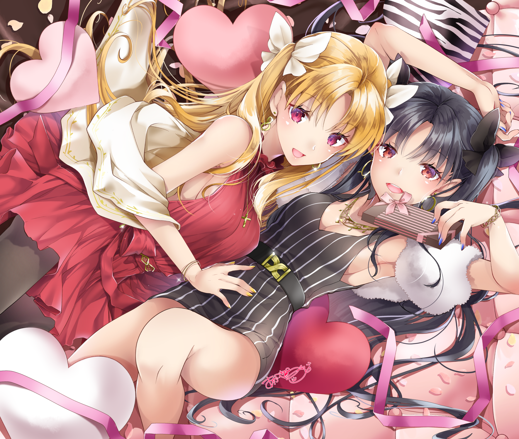 Ishtar and Ereshkigal from Fate/Grand Order with chocolates HD Wallpaper
