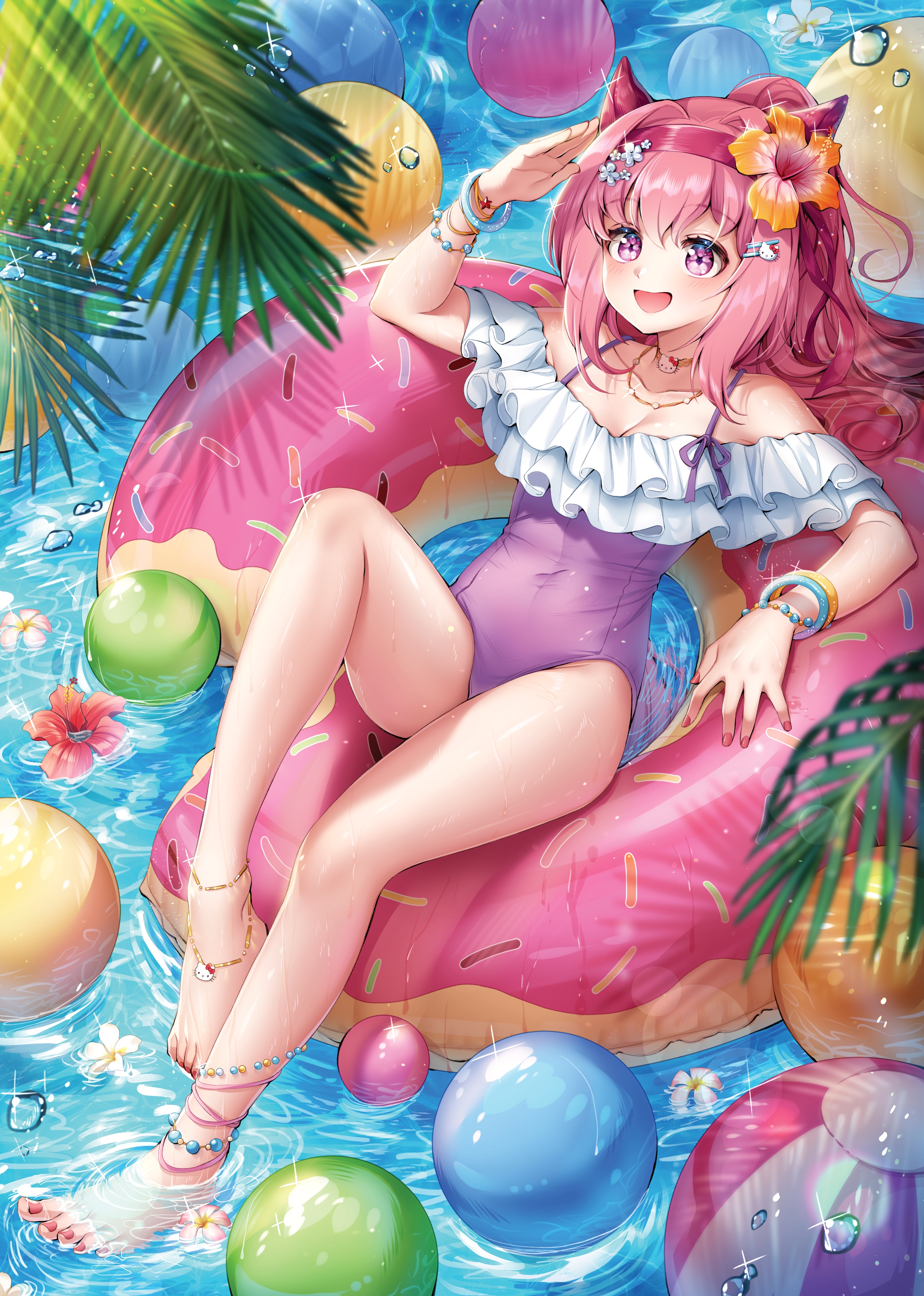 Haru Urara from Uma Musume Pretty Derby in a pool HD Phone Wallpaper