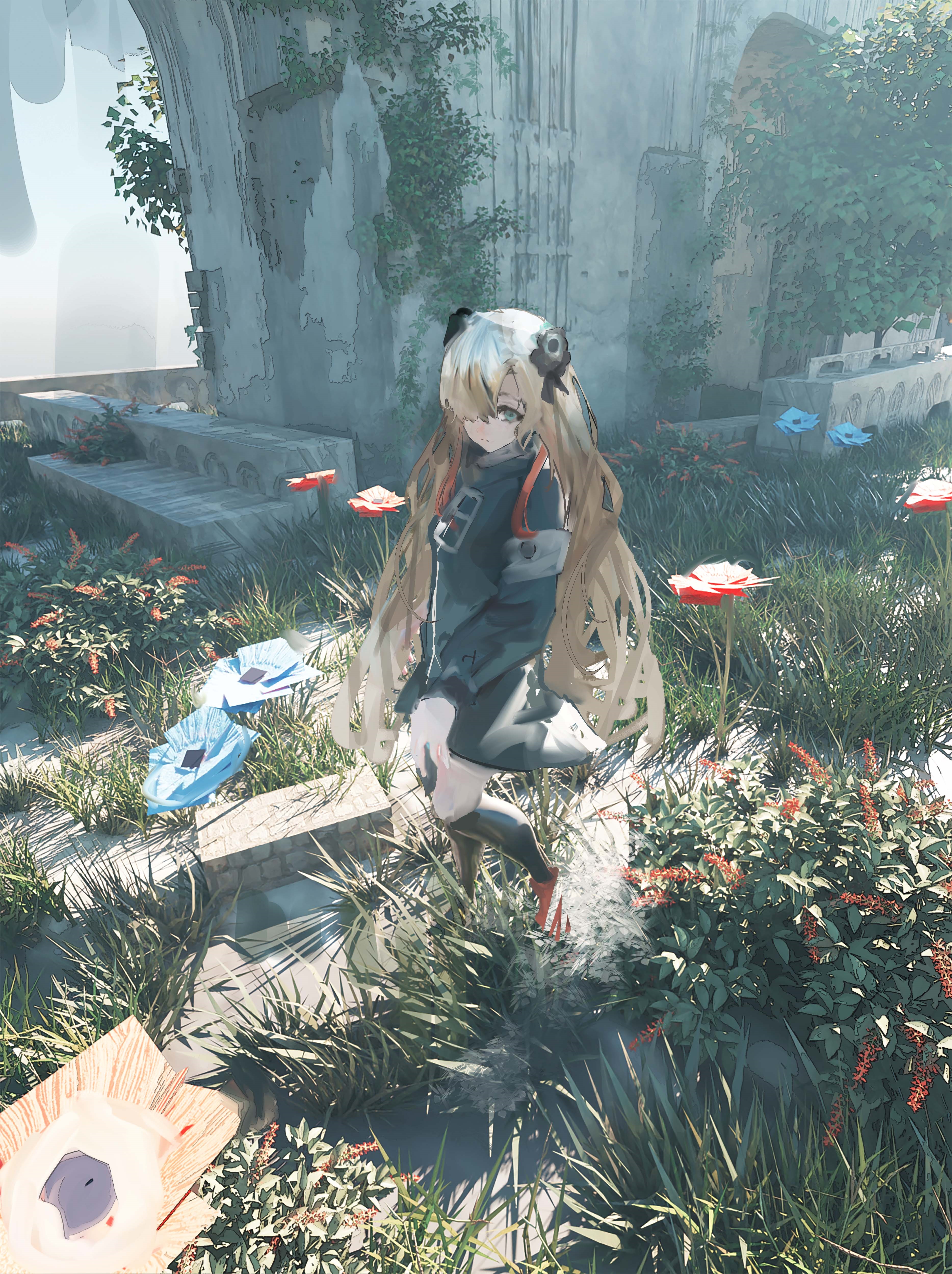 Isekaijoucho character in a garden with flowers HD Phone Wallpaper