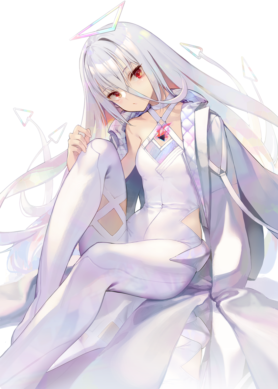 Ritsuki from Hololive with white hair and red eyes HD Phone Wallpaper
