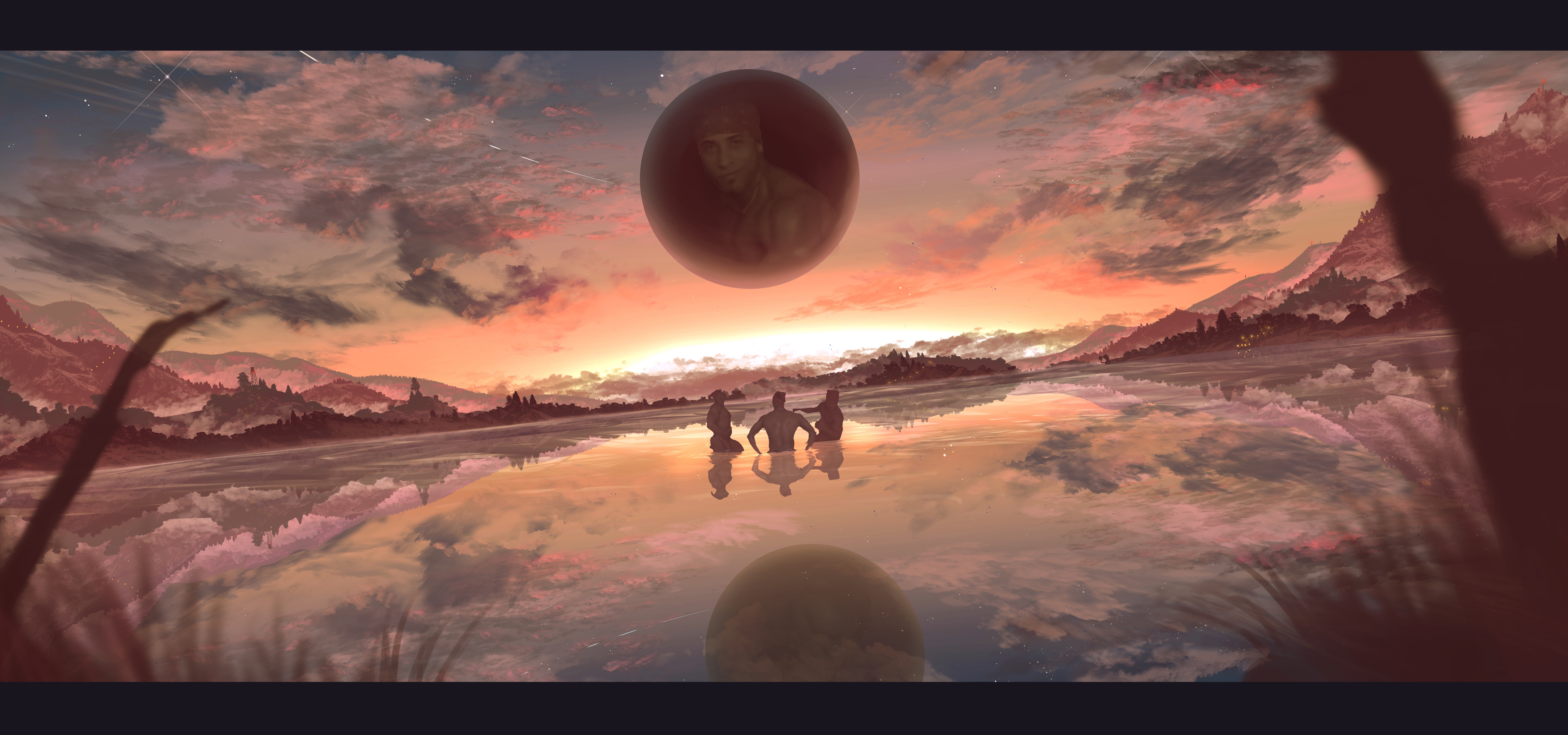 Fantasy art with anime sky and 4K HD Wallpaper
