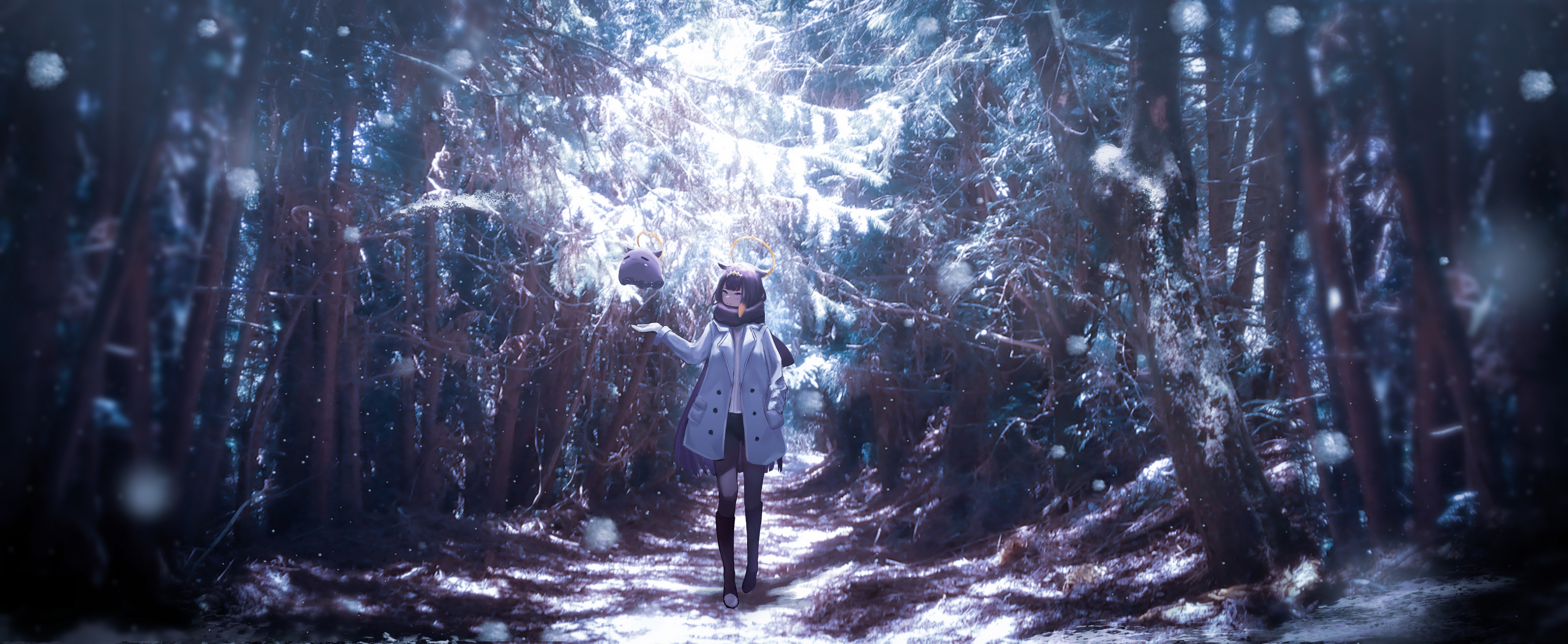 4K Ninomae Inanis in a Snowy Forest HD Wallpaper