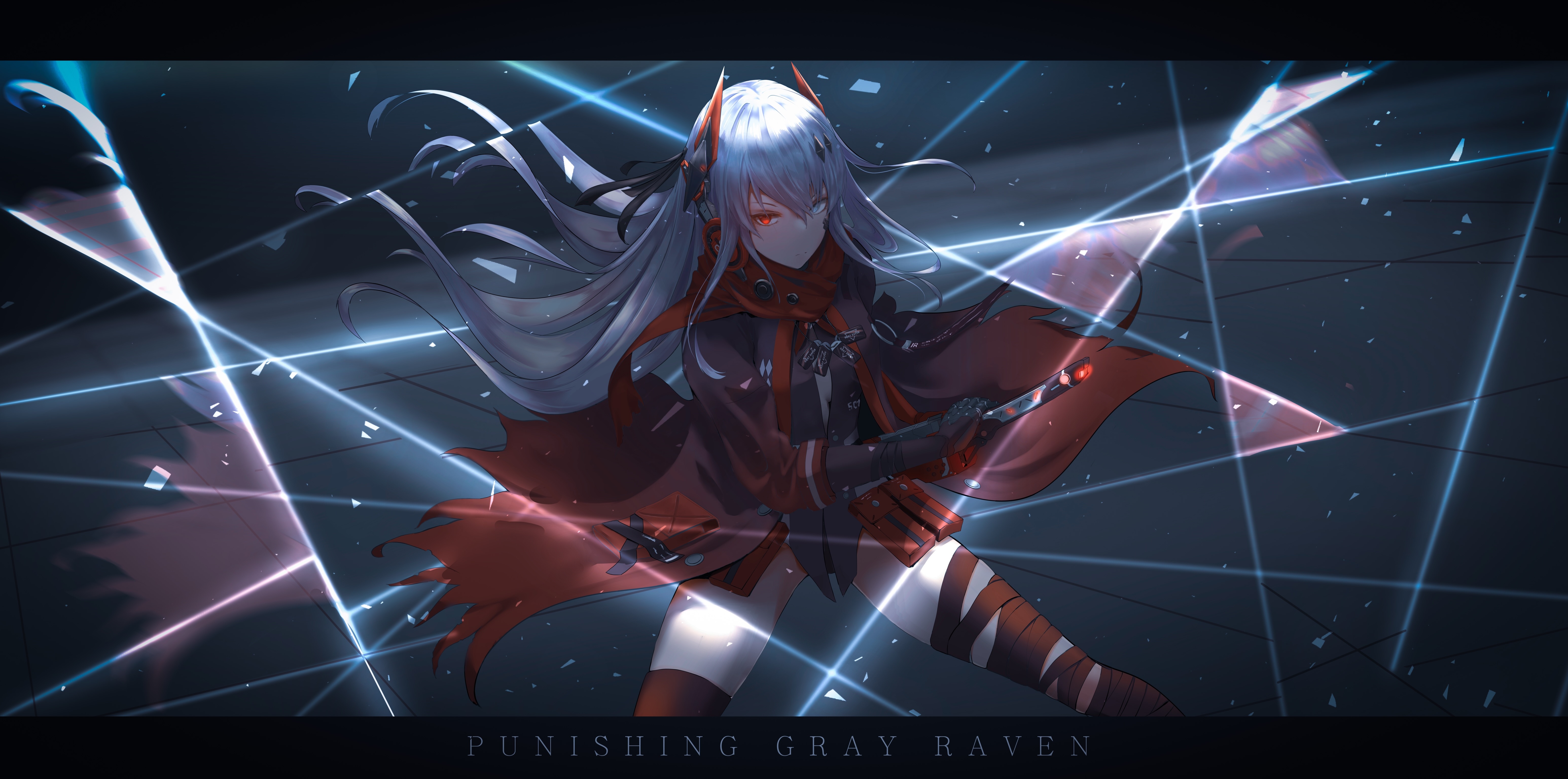 4K Punishing: Gray Raven character with red scarf HD Wallpaper