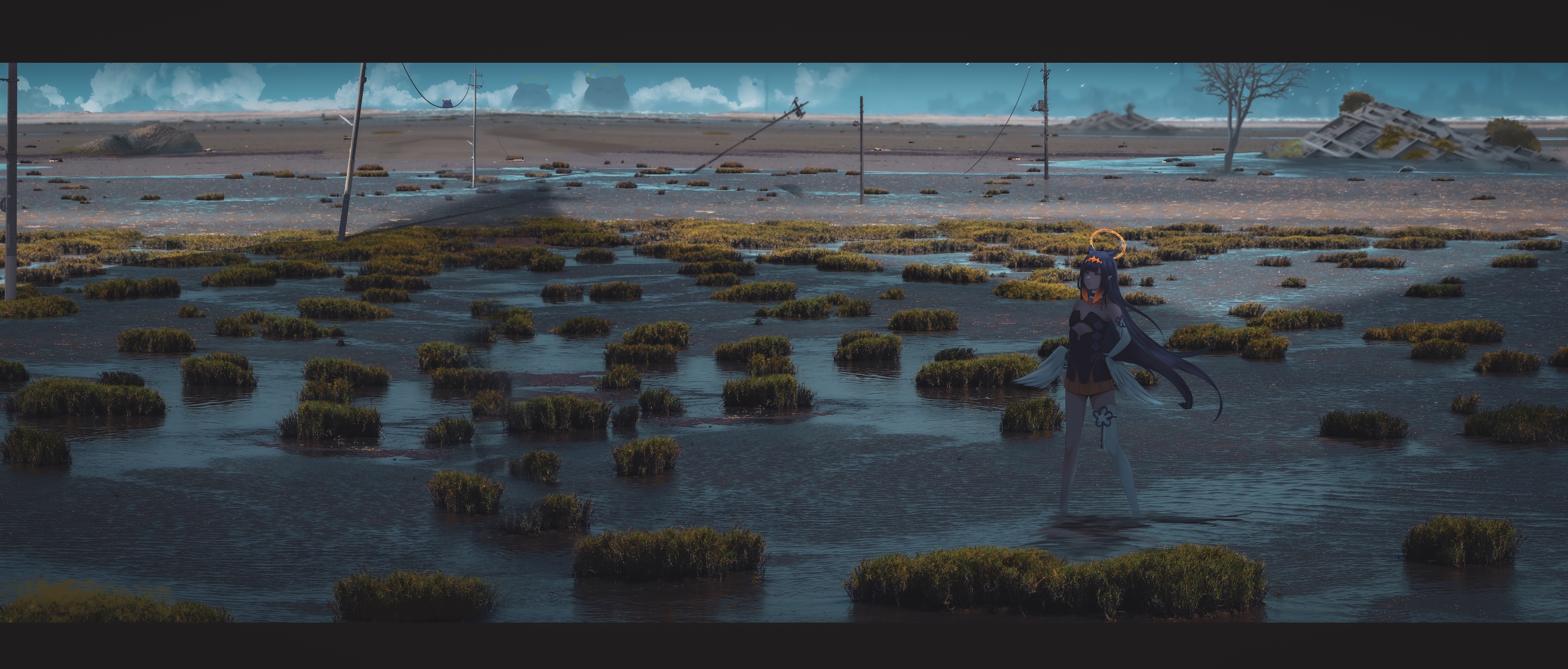 4K Ninomae Inanis in a flooded landscape HD Wallpaper