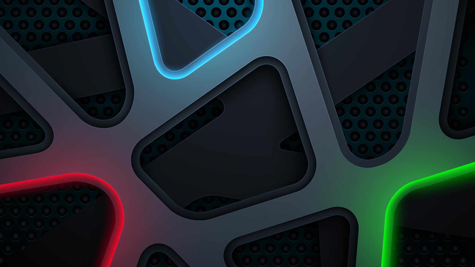 Abstract geometric shapes with neon lights HD Wallpaper