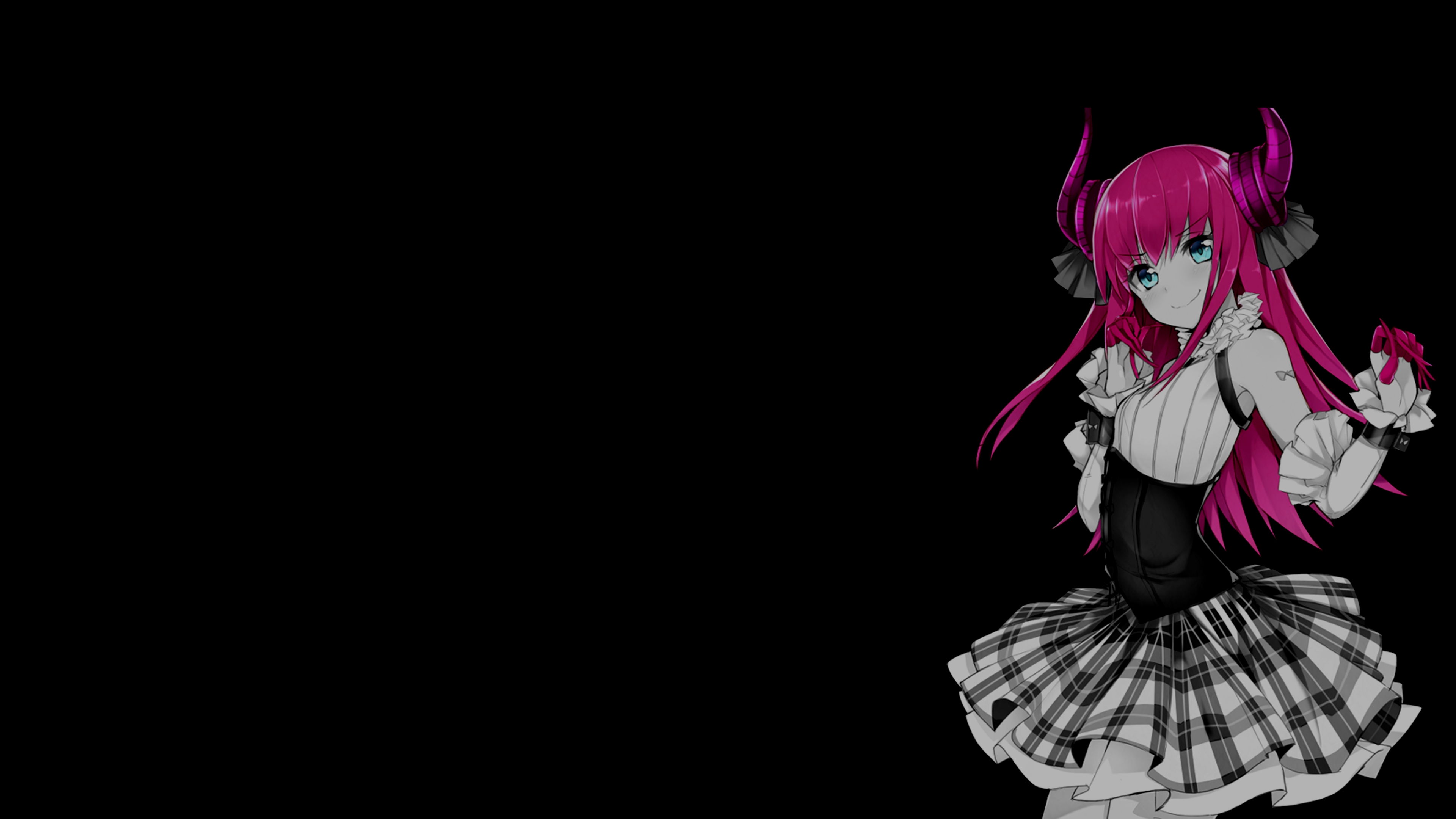 Anime girl with pink hair and horns HD Wallpaper