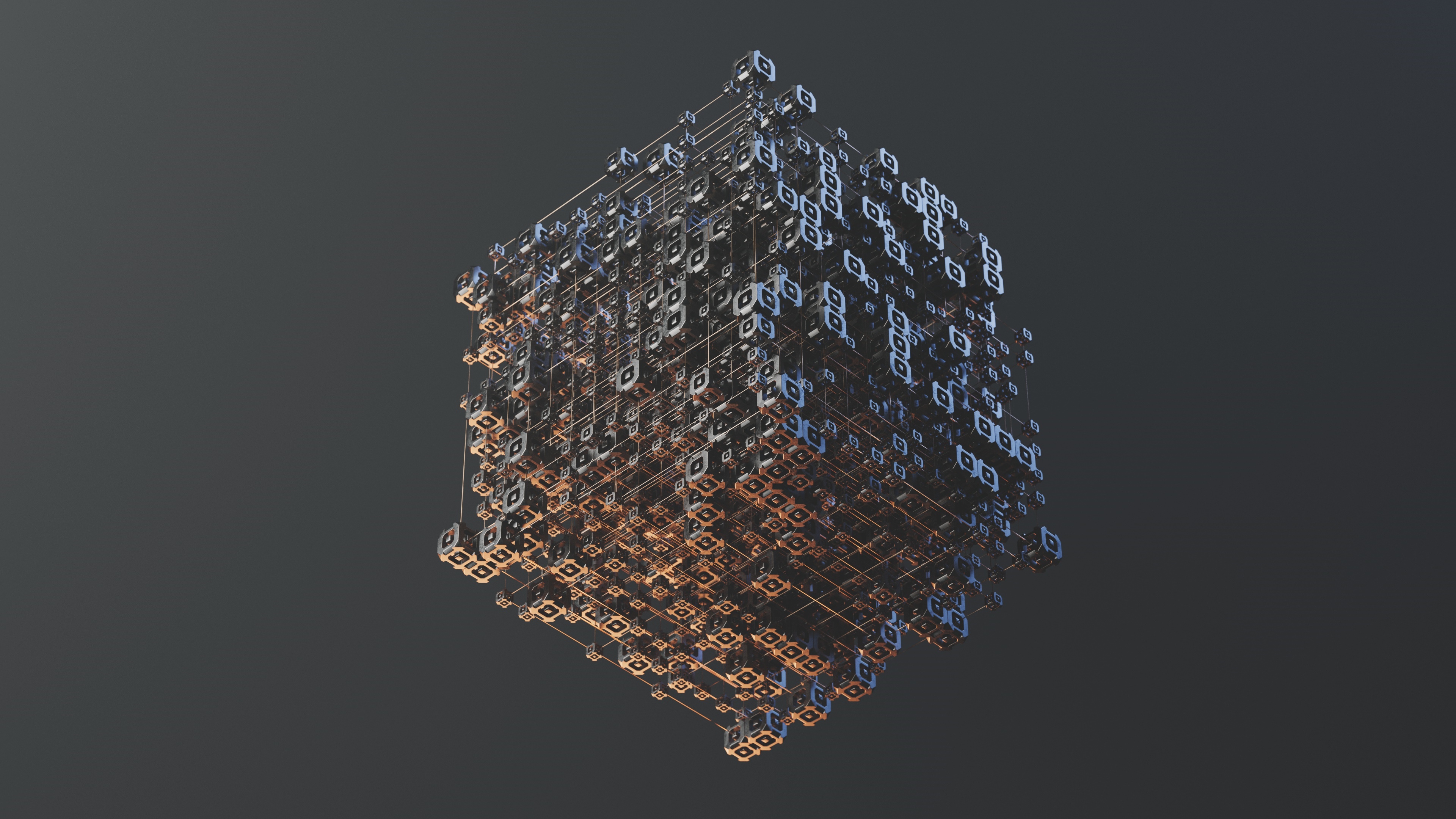 Abstract cube structure with metallic elements HD Wallpaper
