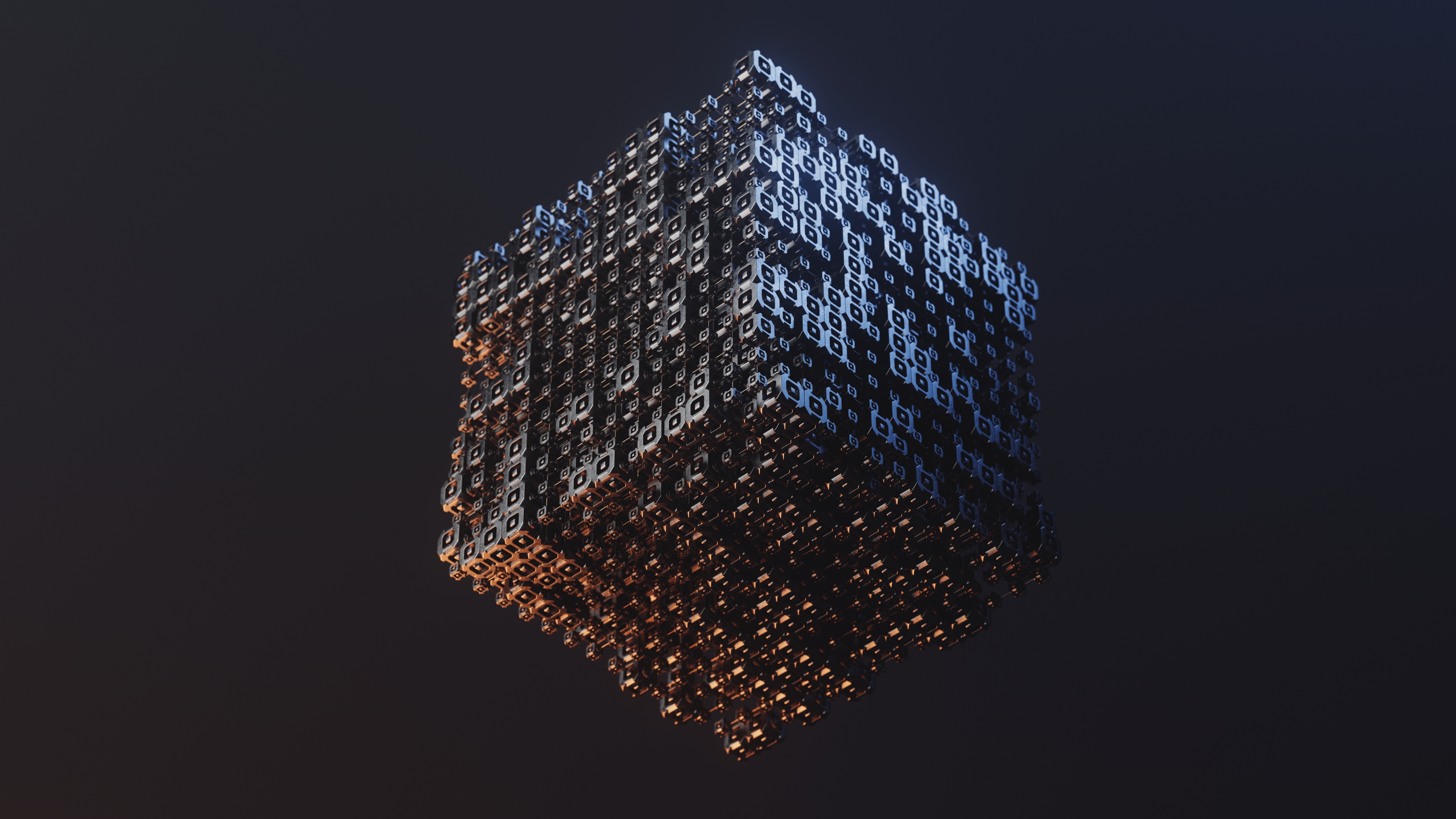 Abstract cube with metallic texture HD Wallpaper