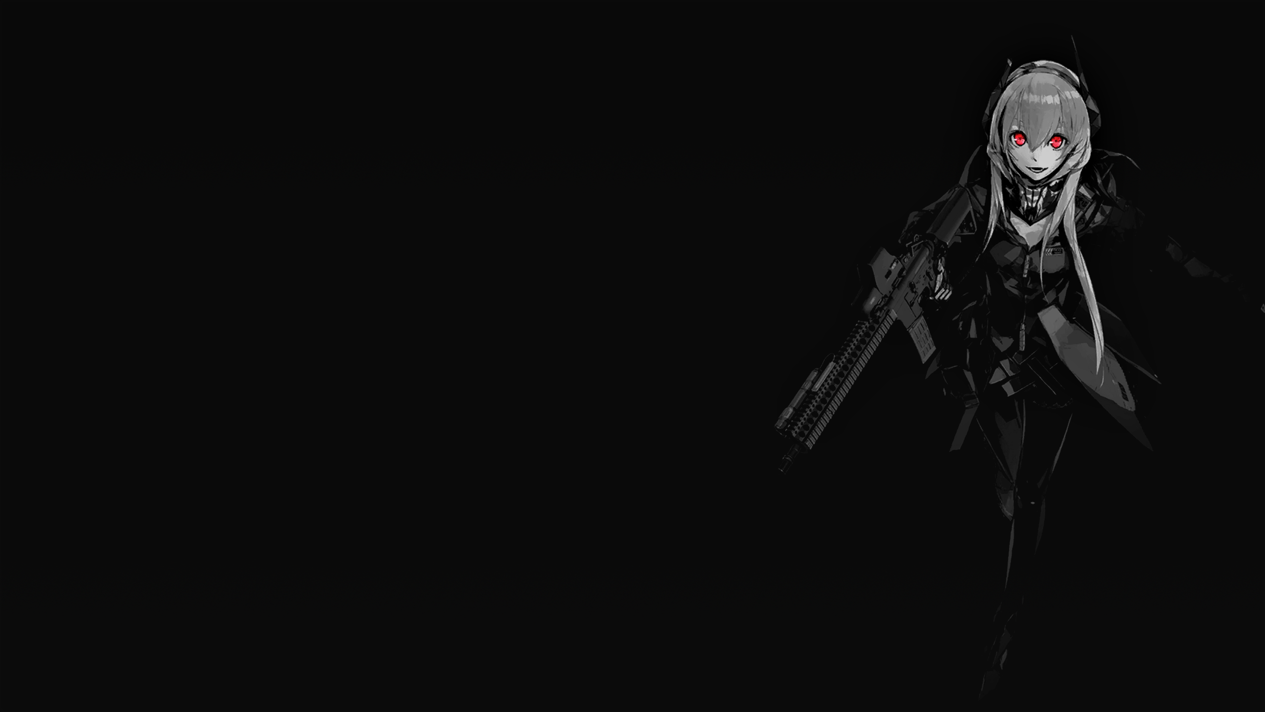 M4 SOPMOD II with red eyes and a rifle HD Wallpaper