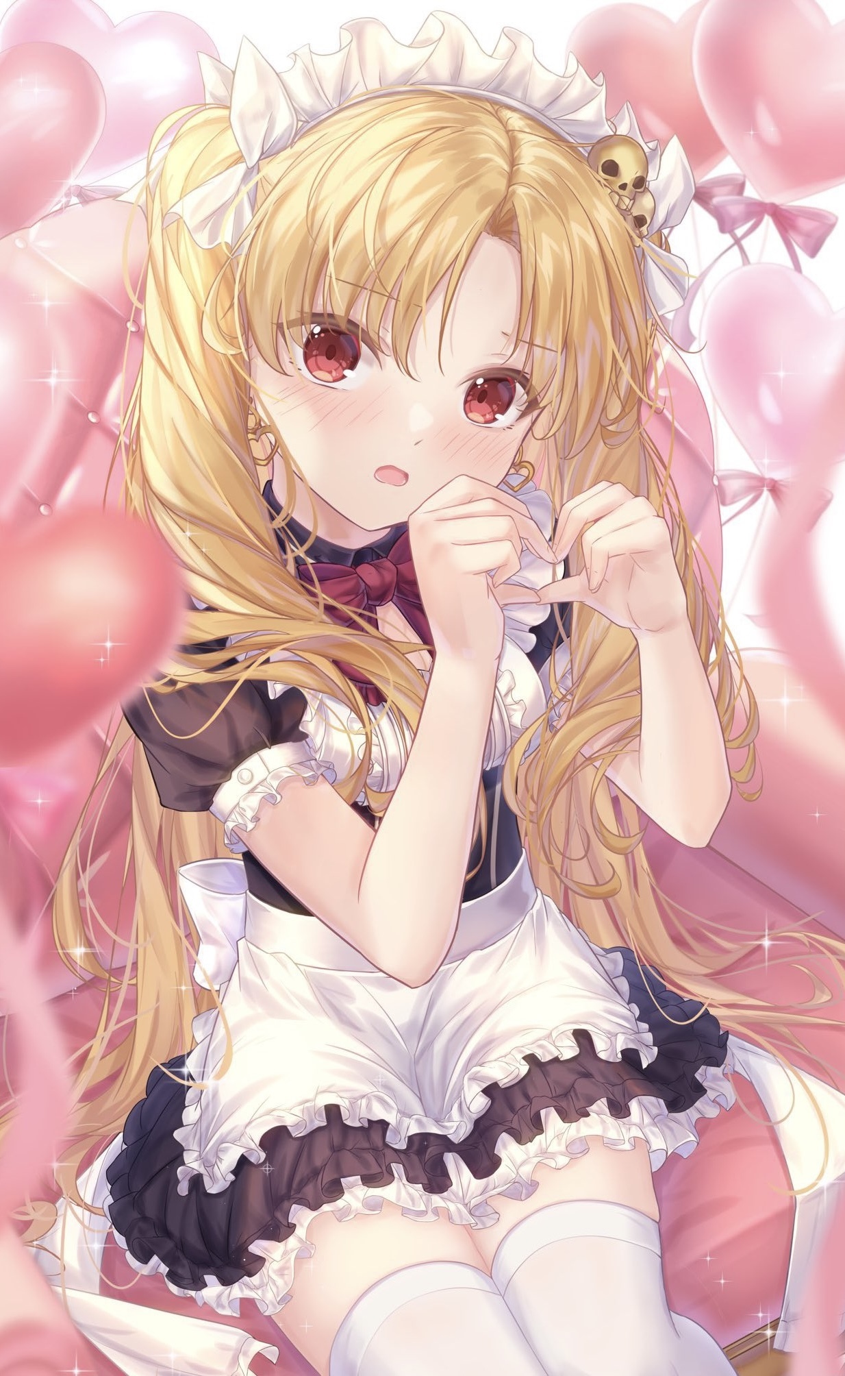 Ereshkigal in Maid Outfit with Heart Balloons HD Phone Wallpaper