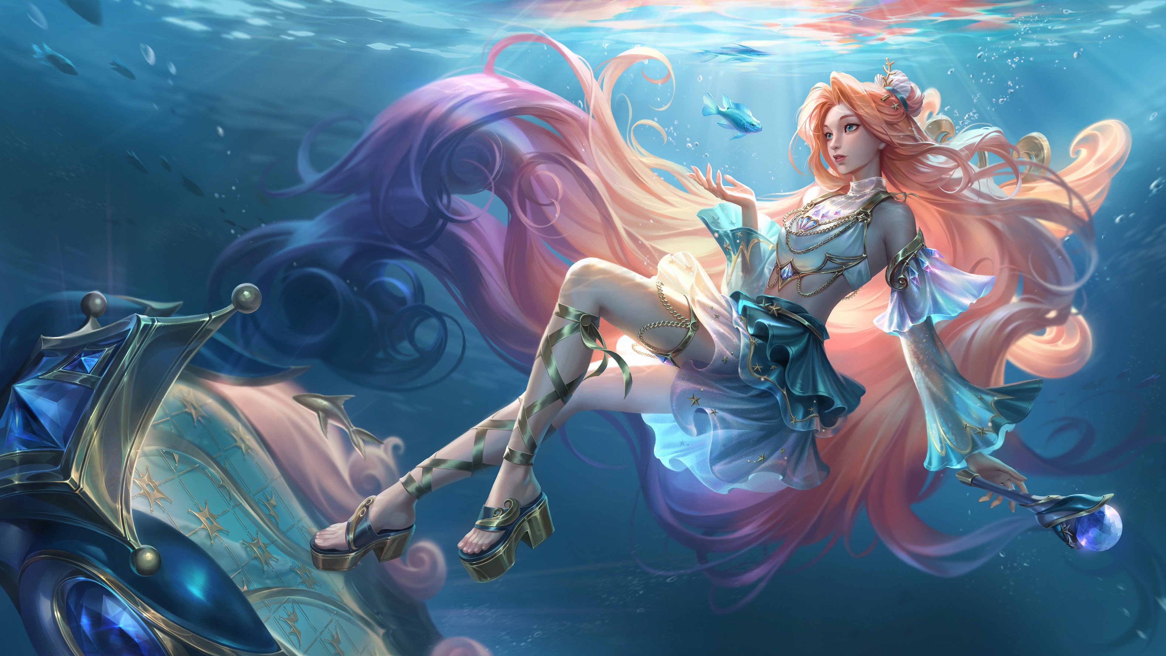4K Seraphine from League of Legends underwater HD Wallpaper