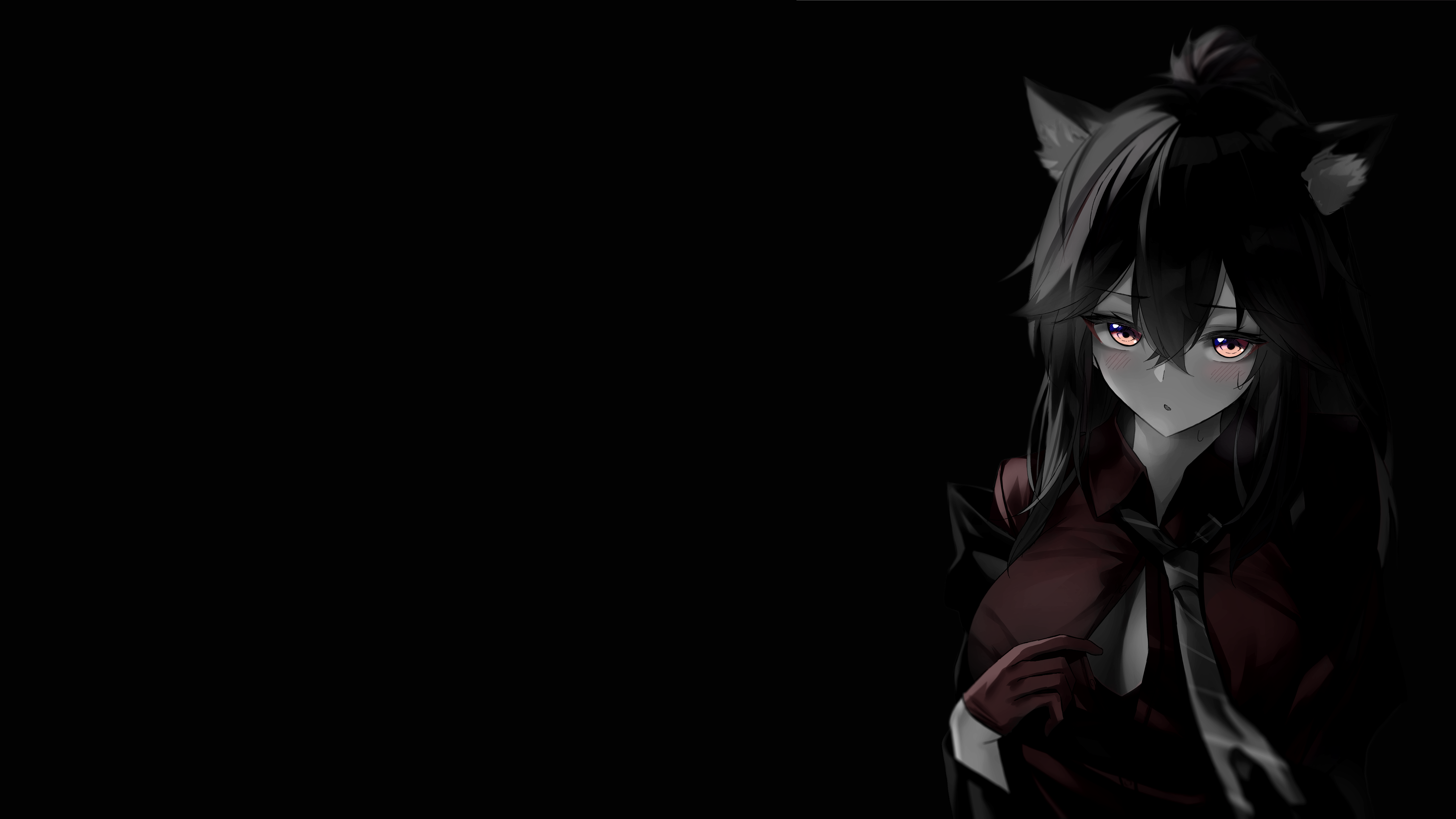 4K Anime Fox Girl with Pink Eyes HD Wallpaper