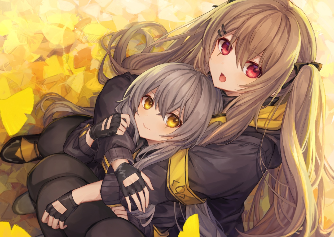 UMP9 and UMP45 from Girls Frontline embracing HD Wallpaper