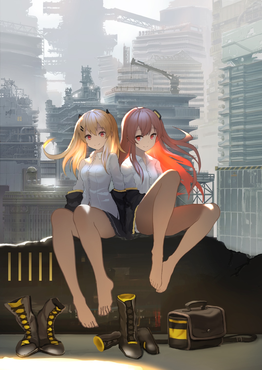 UMP45 and UMP9 from Girls Frontline in a city HD Phone Wallpaper