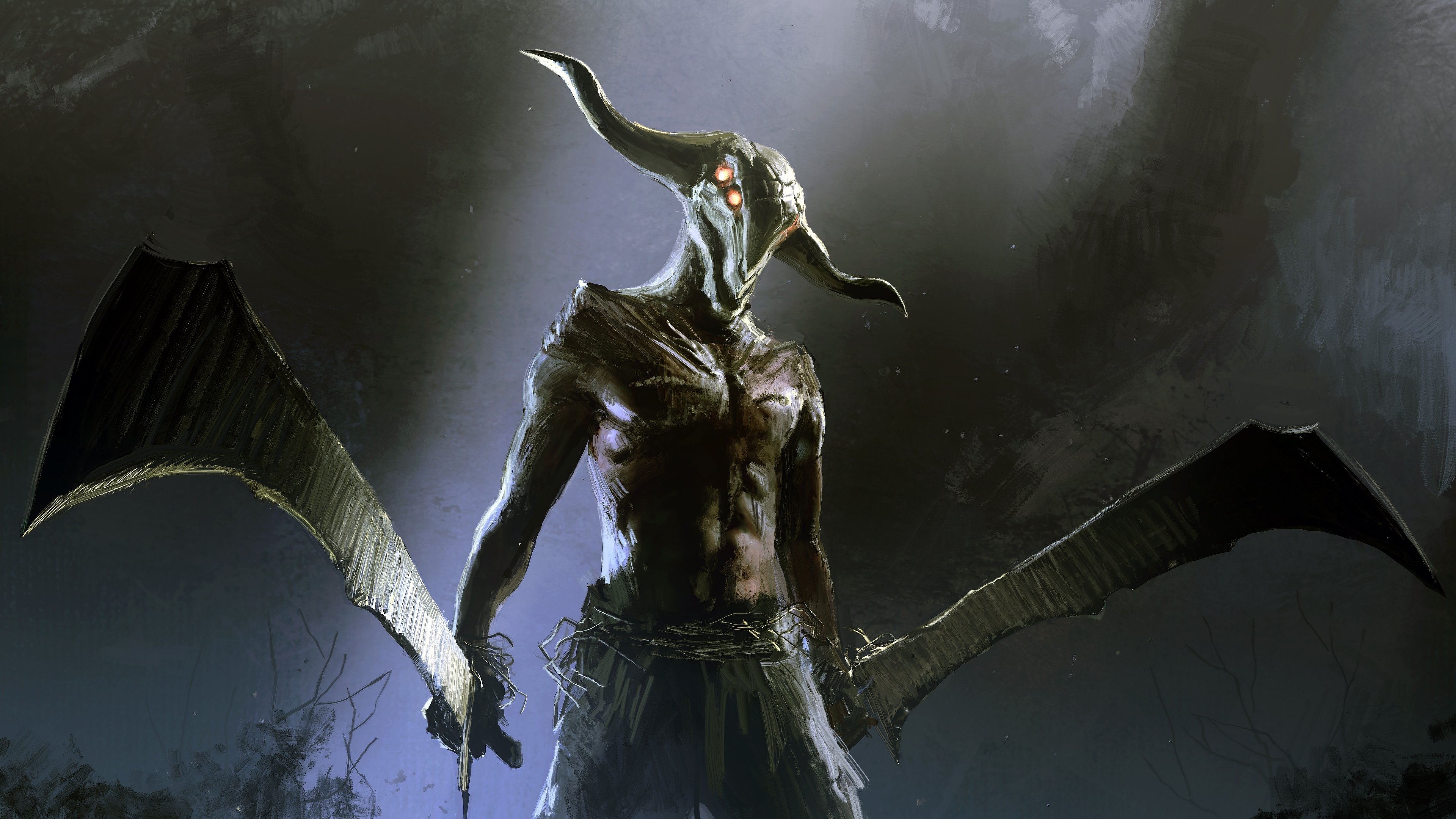4K Dark Souls creature with scythes HD Wallpaper
