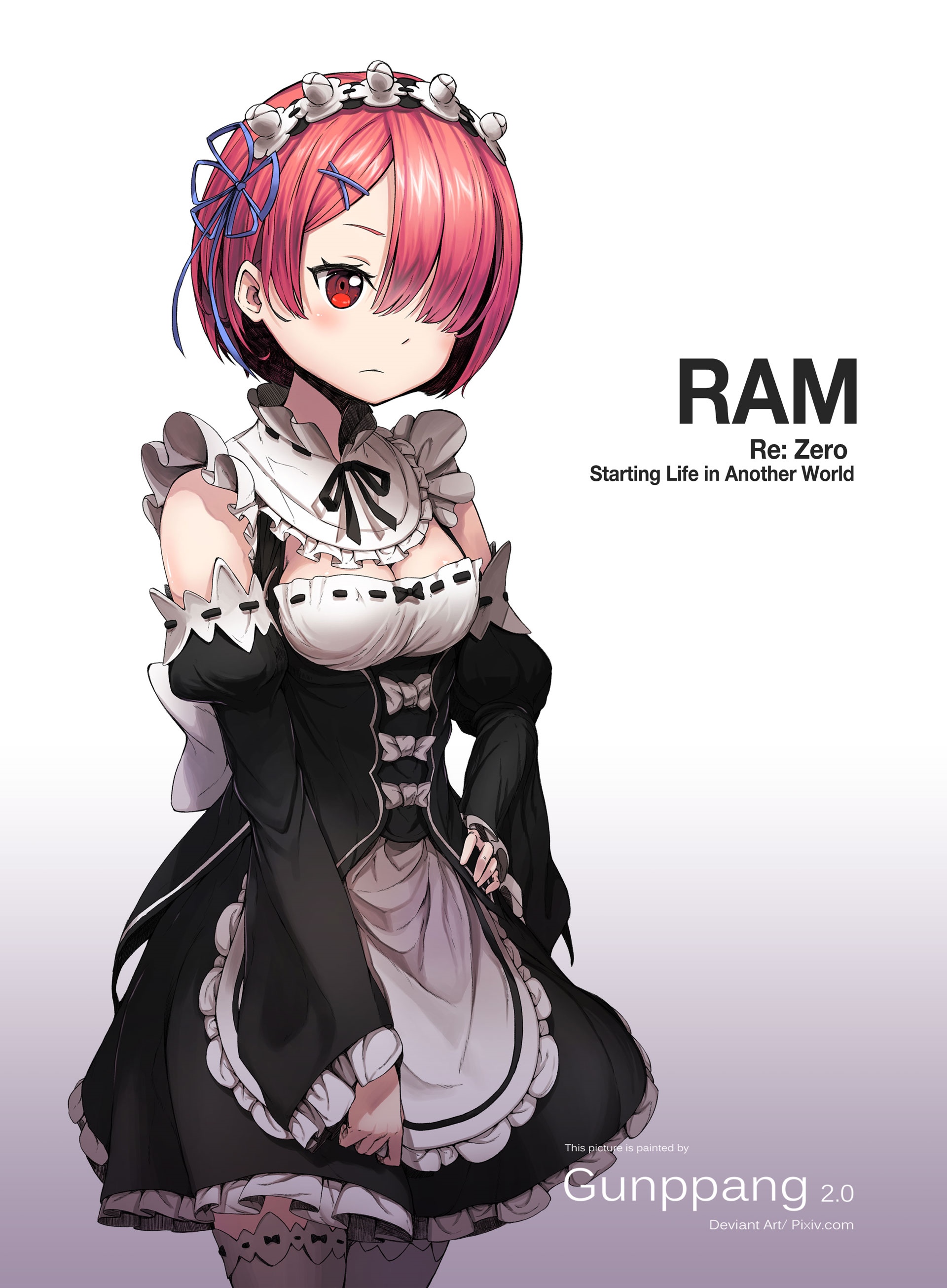 Ram from Re: Zero Maid Fan Art HD Phone Wallpaper