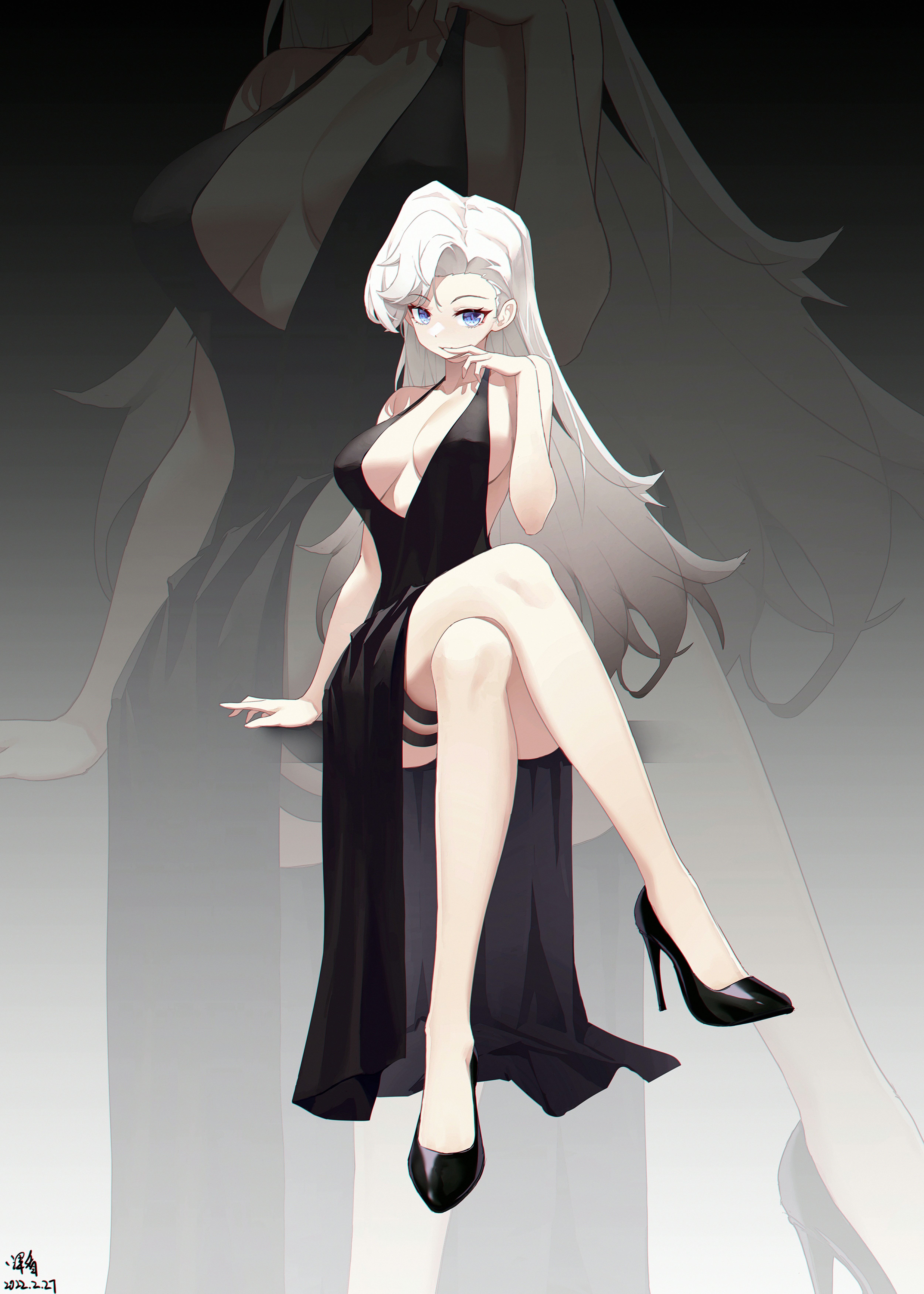 4K Anime Woman in Black Dress and High Heels HD Phone Wallpaper