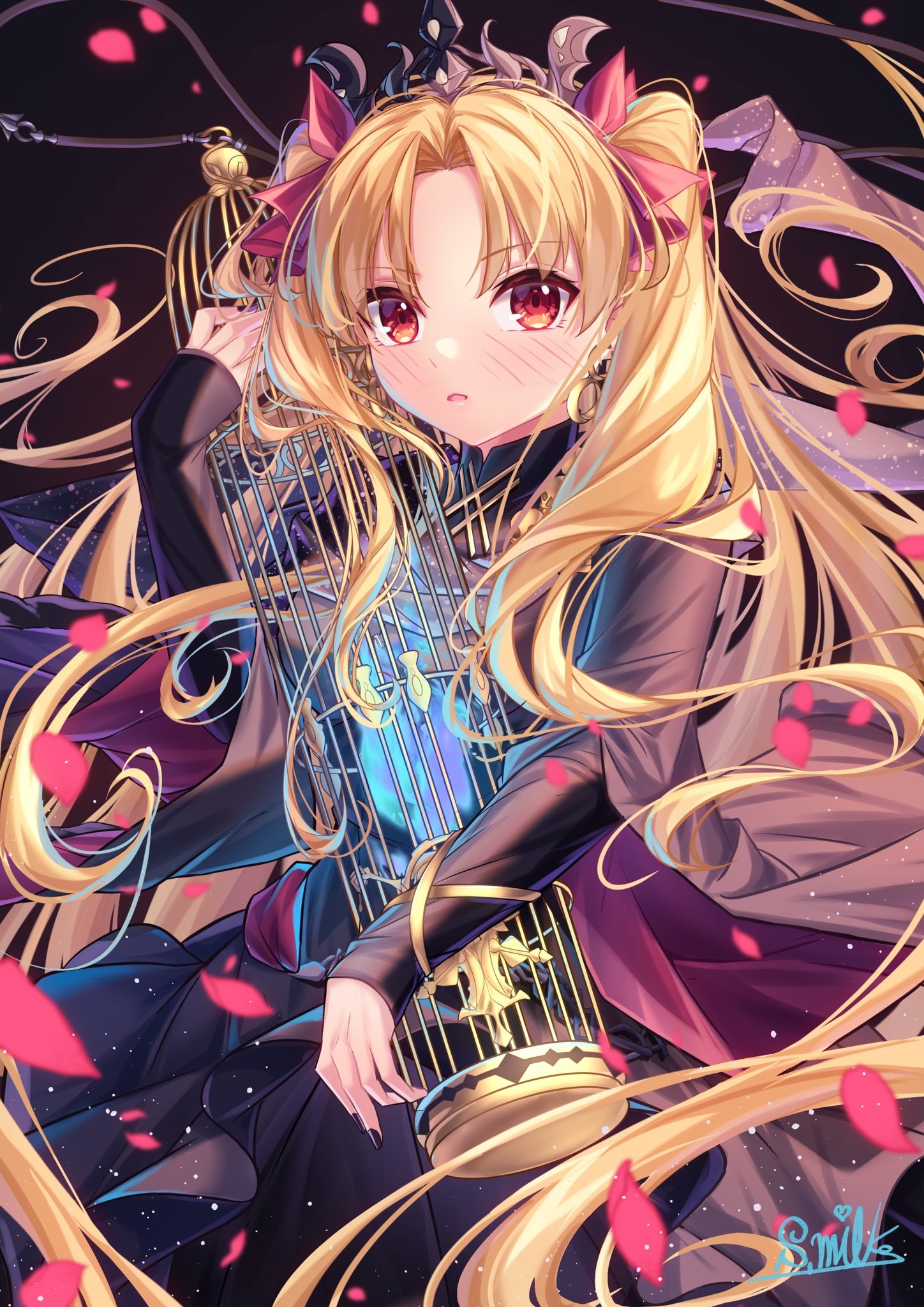 Ereshkigal from Fate/Grand Order with blonde twintails HD Phone Wallpaper