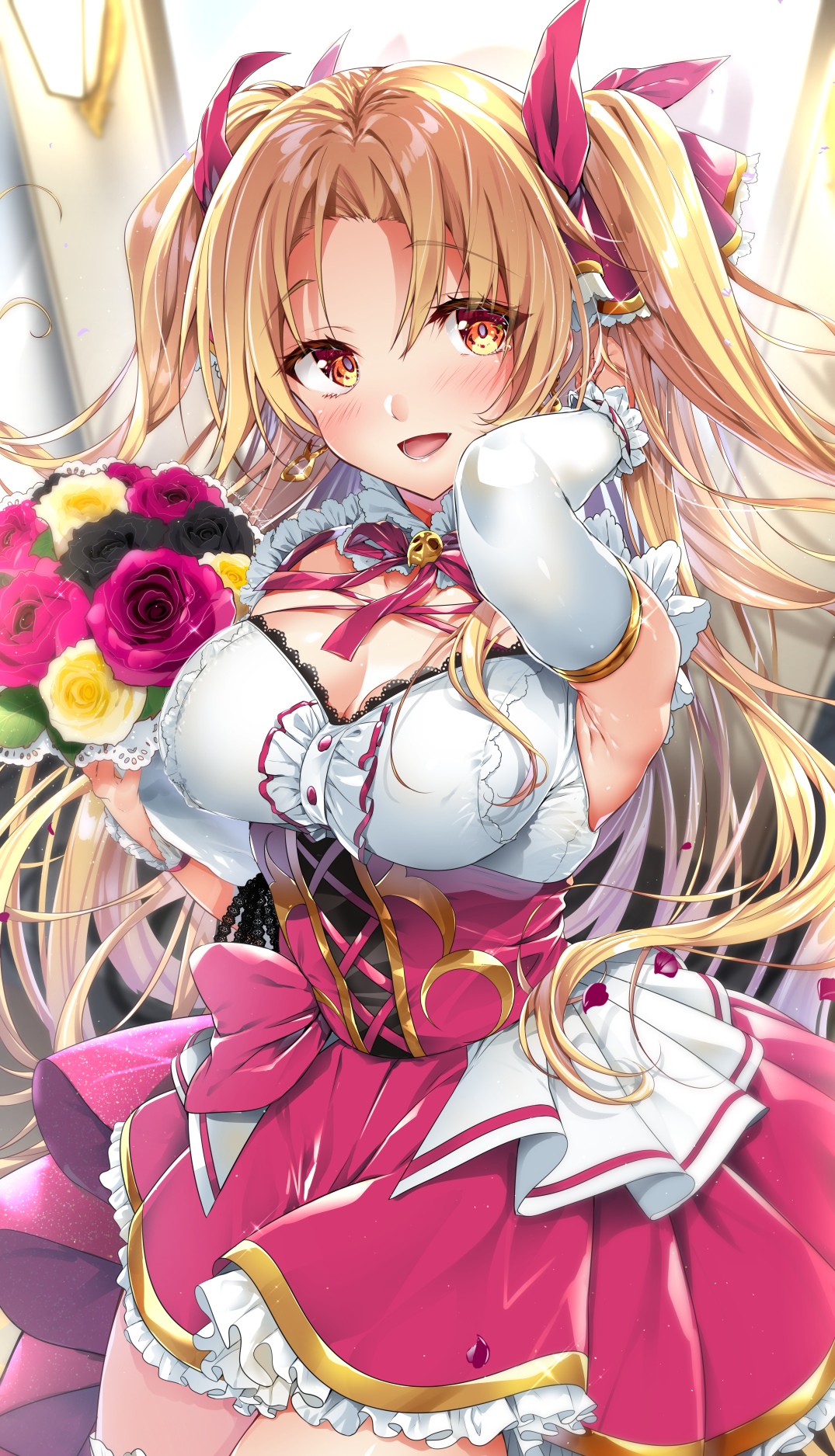 Ereshkigal from Fate/Grand Order holding a bouquet HD Phone Wallpaper