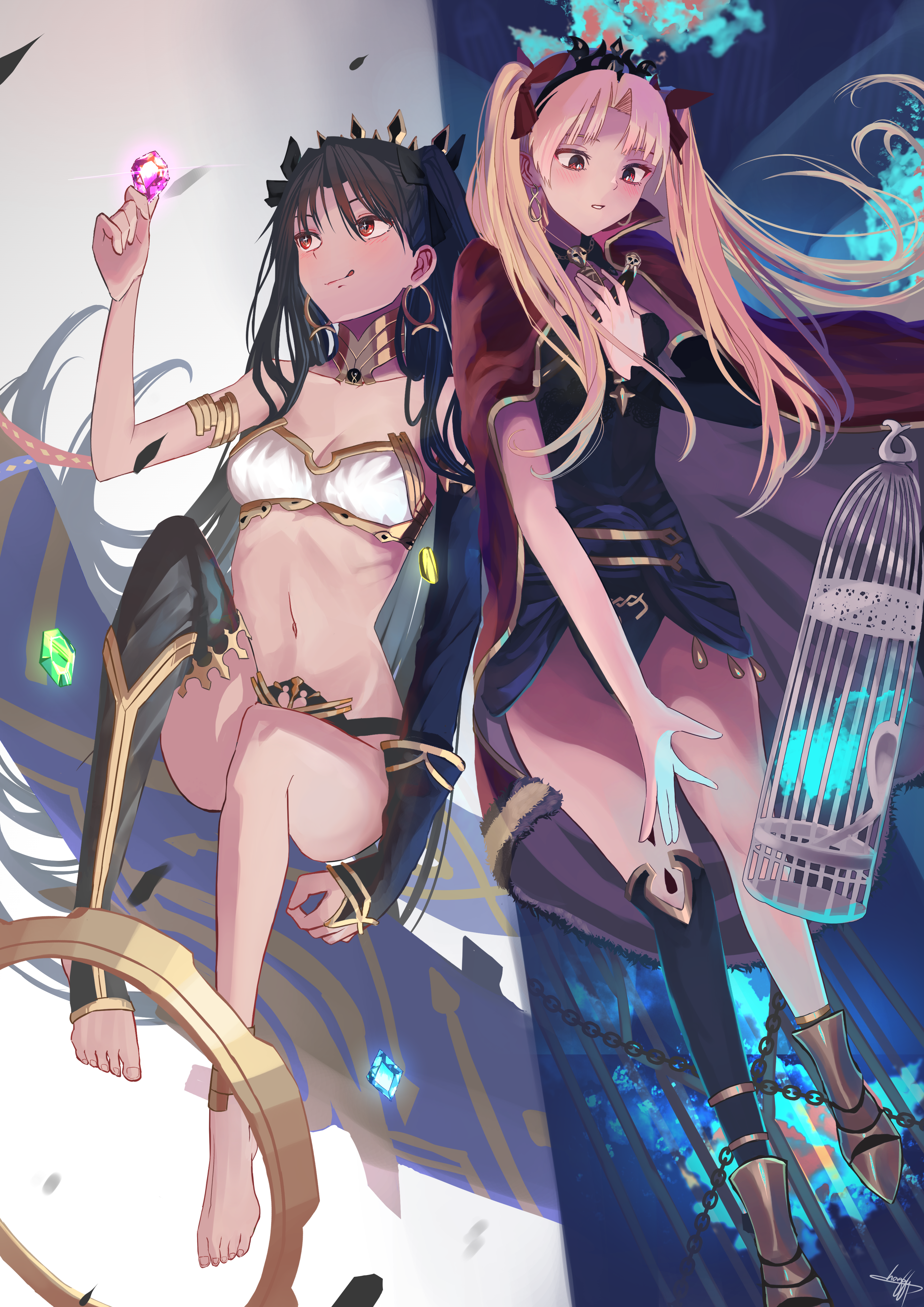 Ishtar and Ereshkigal from Fate/Grand Order fan art HD Phone Wallpaper