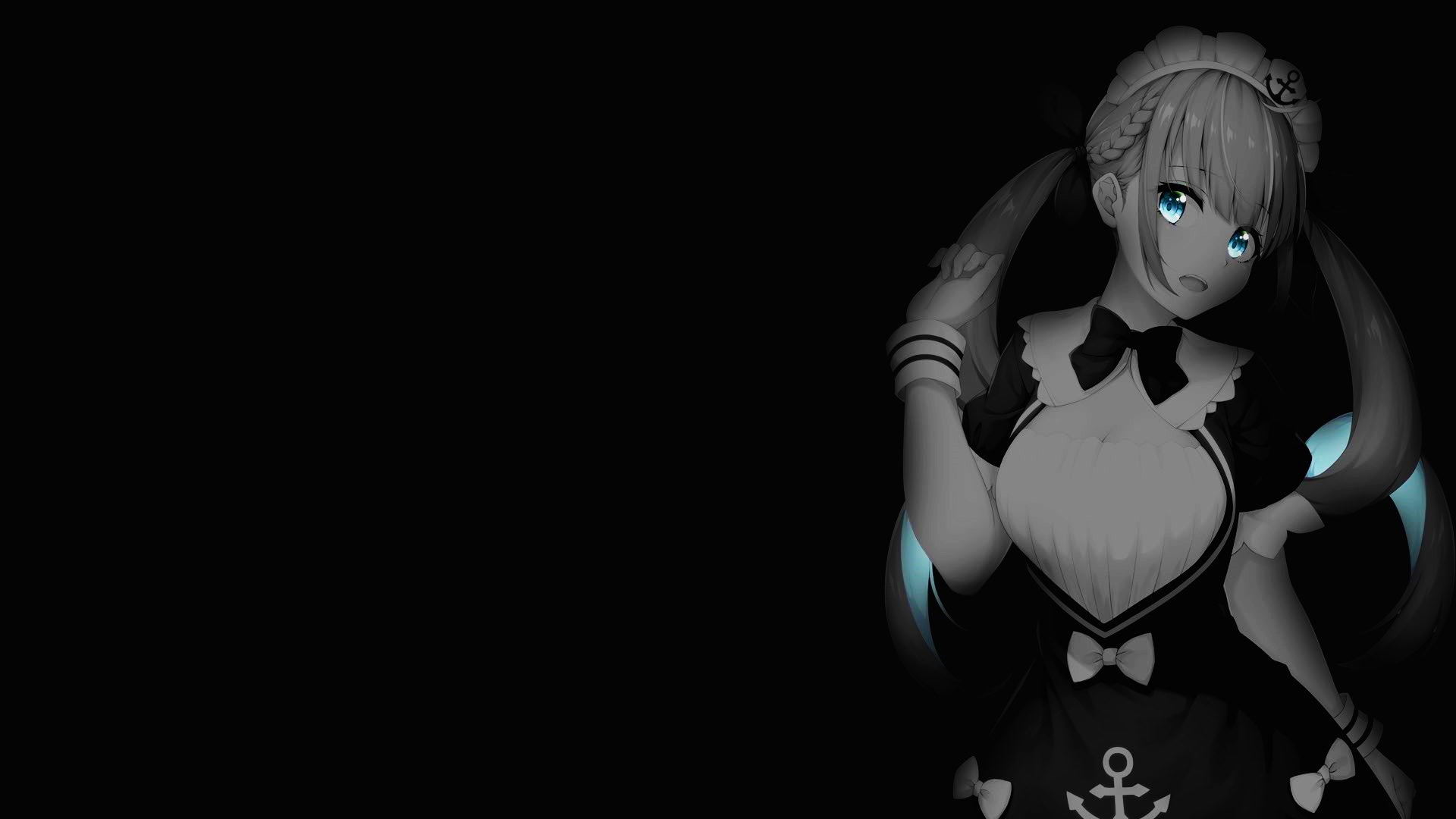 Minato Aqua in a maid outfit with selective coloring HD Wallpaper