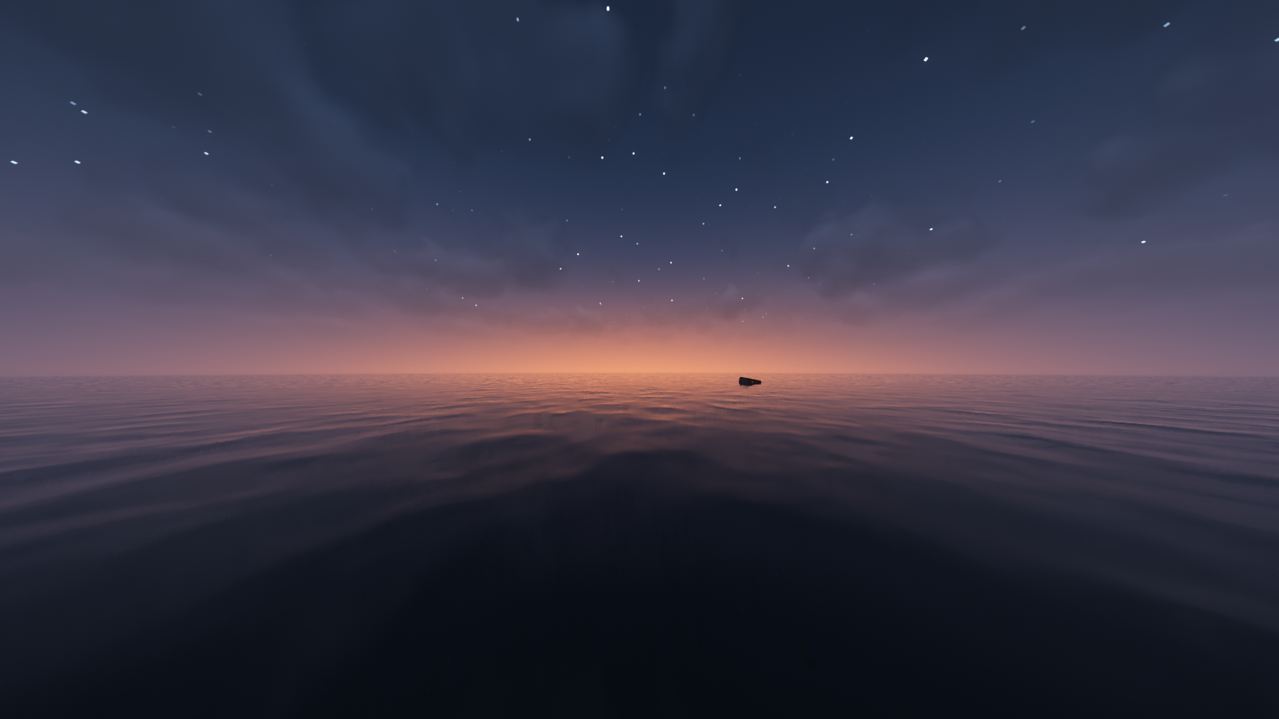 Minecraft ocean at sunset with stars HD Wallpaper