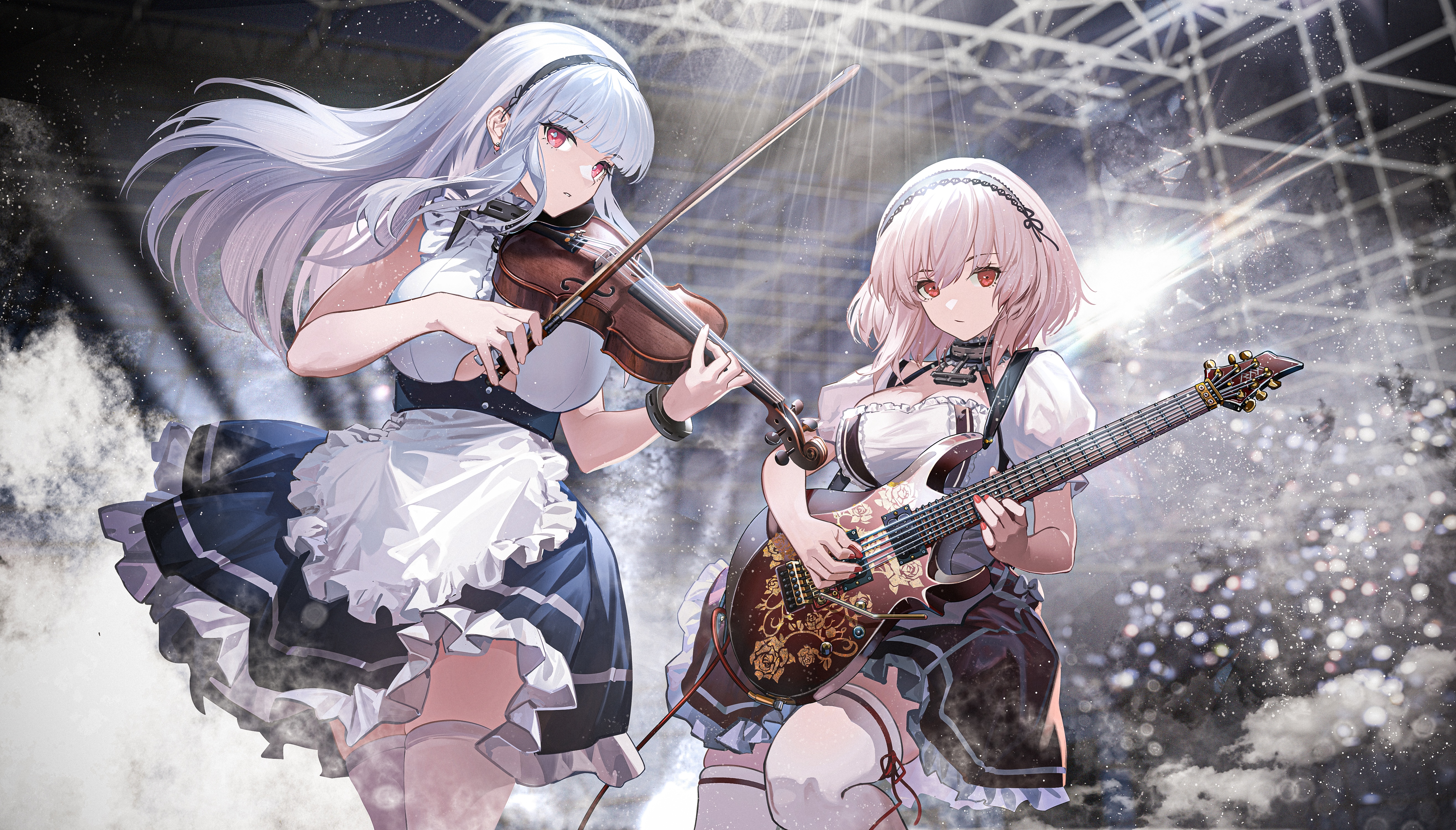 Azur Lane Dido and Sirius playing instruments HD Wallpaper