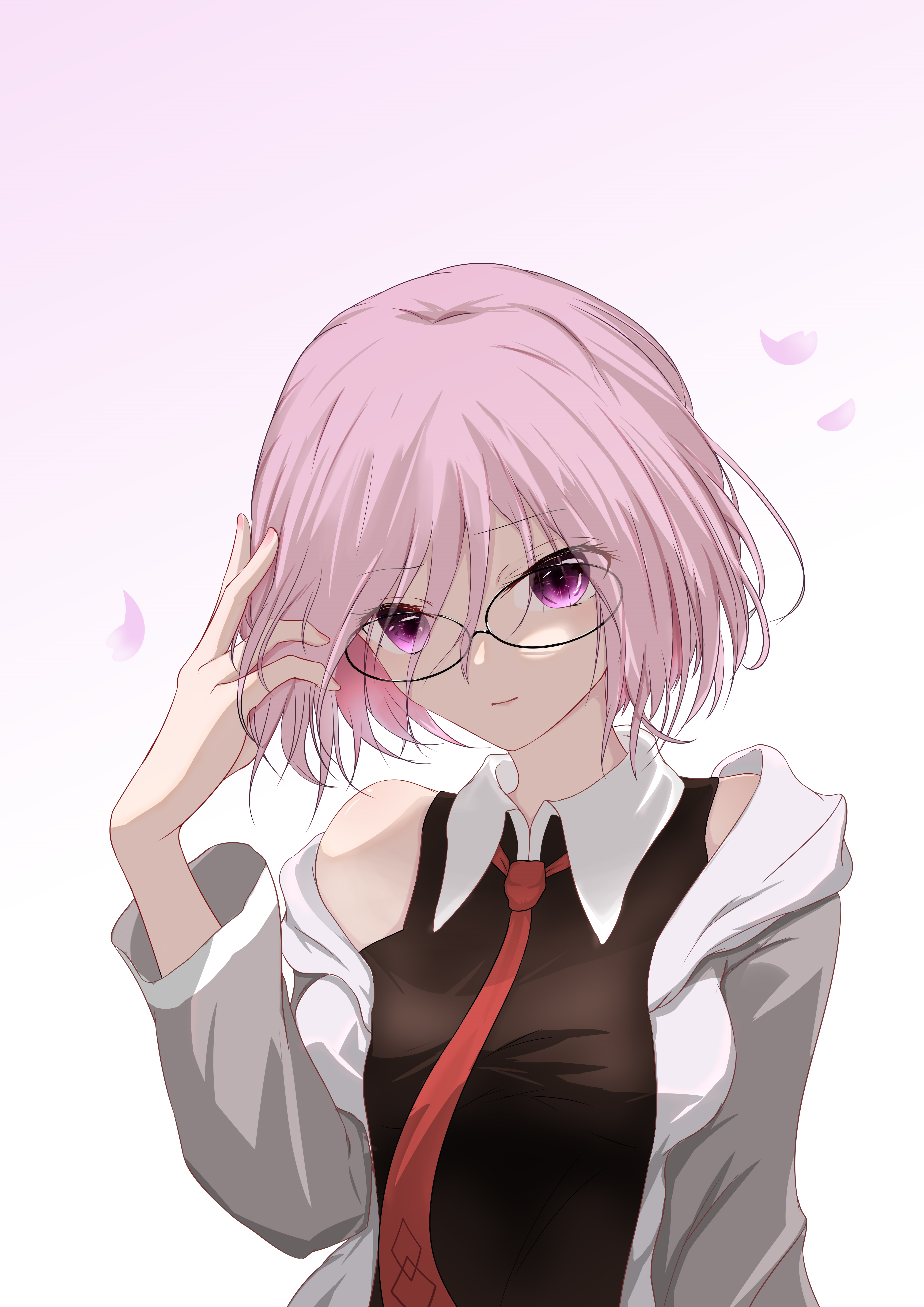 Mash Kyrielight from Fate/Grand Order with Pink Hair and Glasses HD Phone Wallpaper
