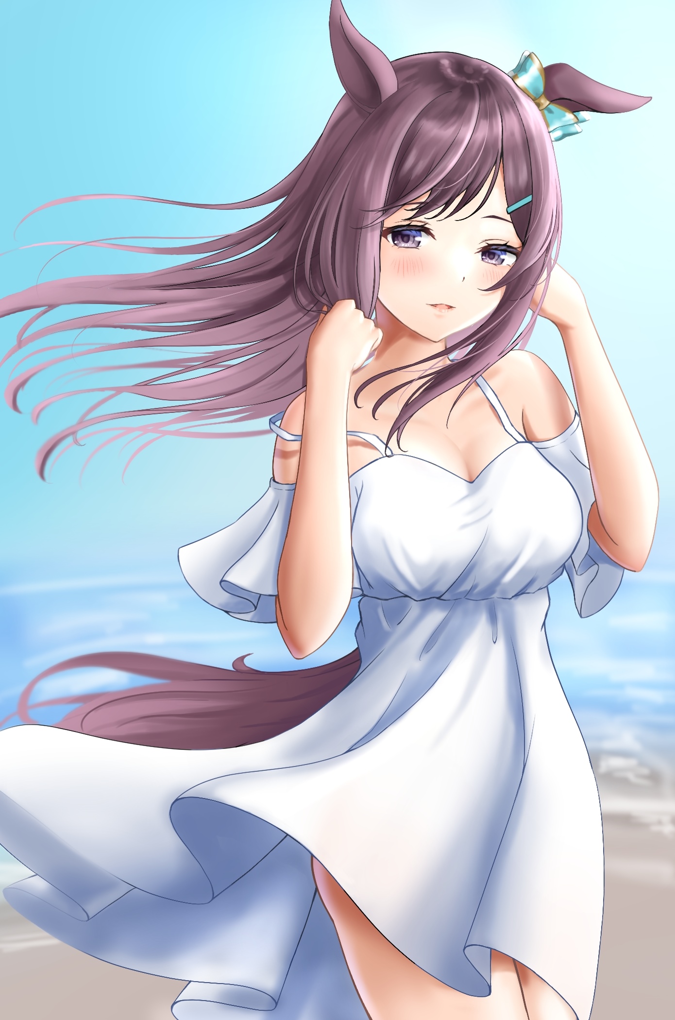 Mejiro Dober from Uma Musume Pretty Derby on the beach HD Phone Wallpaper