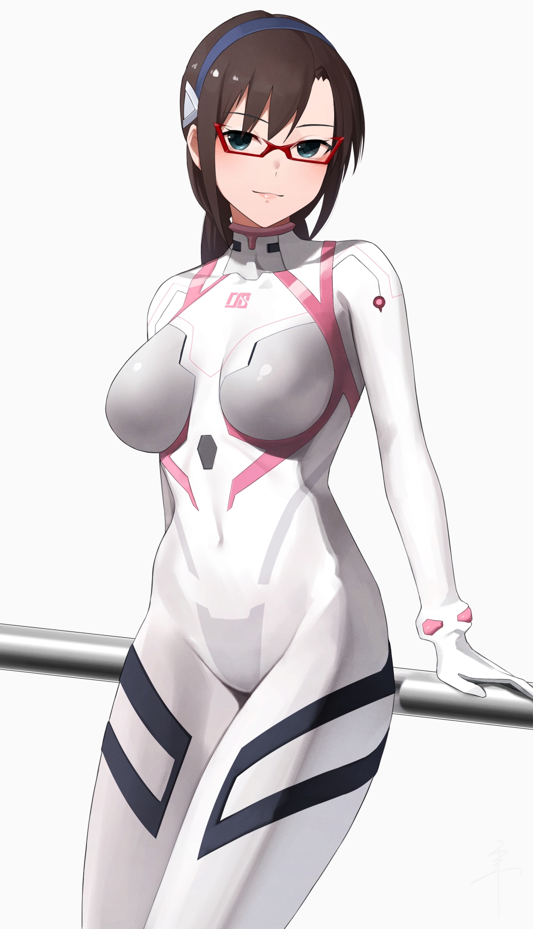 Makinami Mari Illustrious in a white bodysuit HD Phone Wallpaper