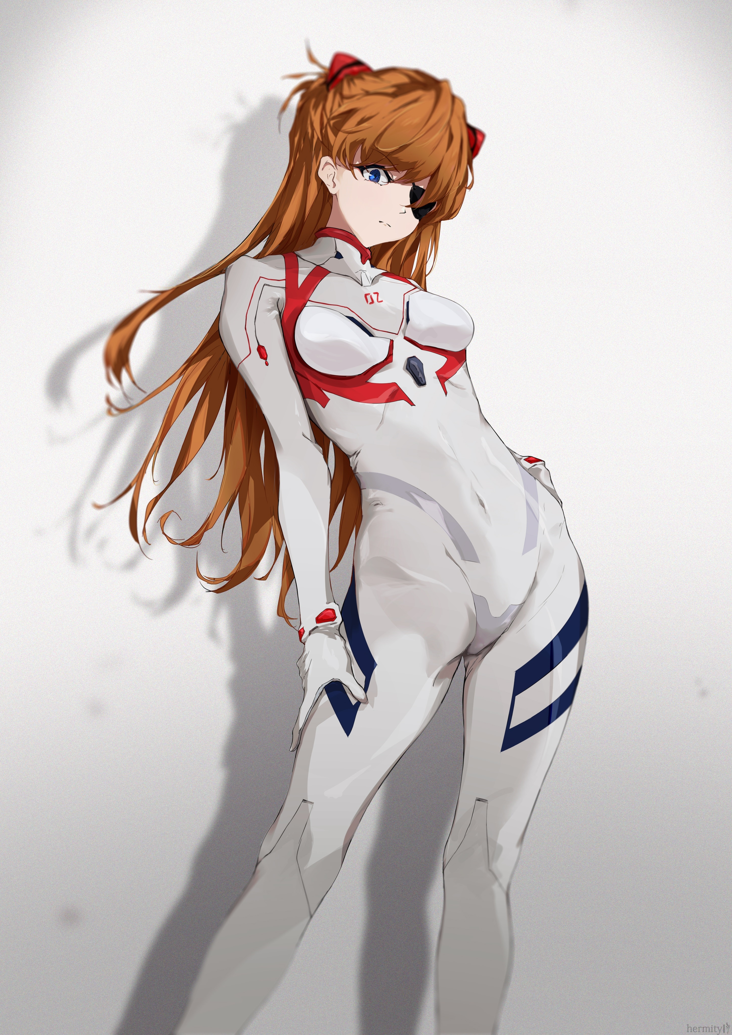 Asuka Langley Soryu in a white plugsuit HD Phone Wallpaper