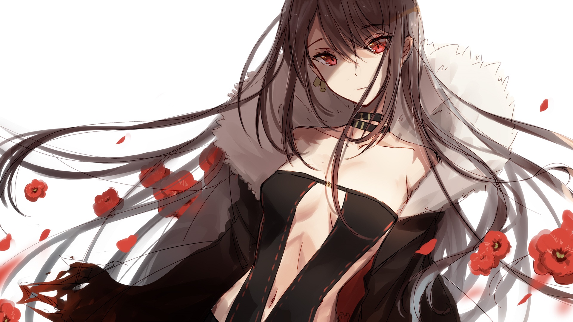 Consort Yu from Fate/Grand Order with red petals HD Wallpaper