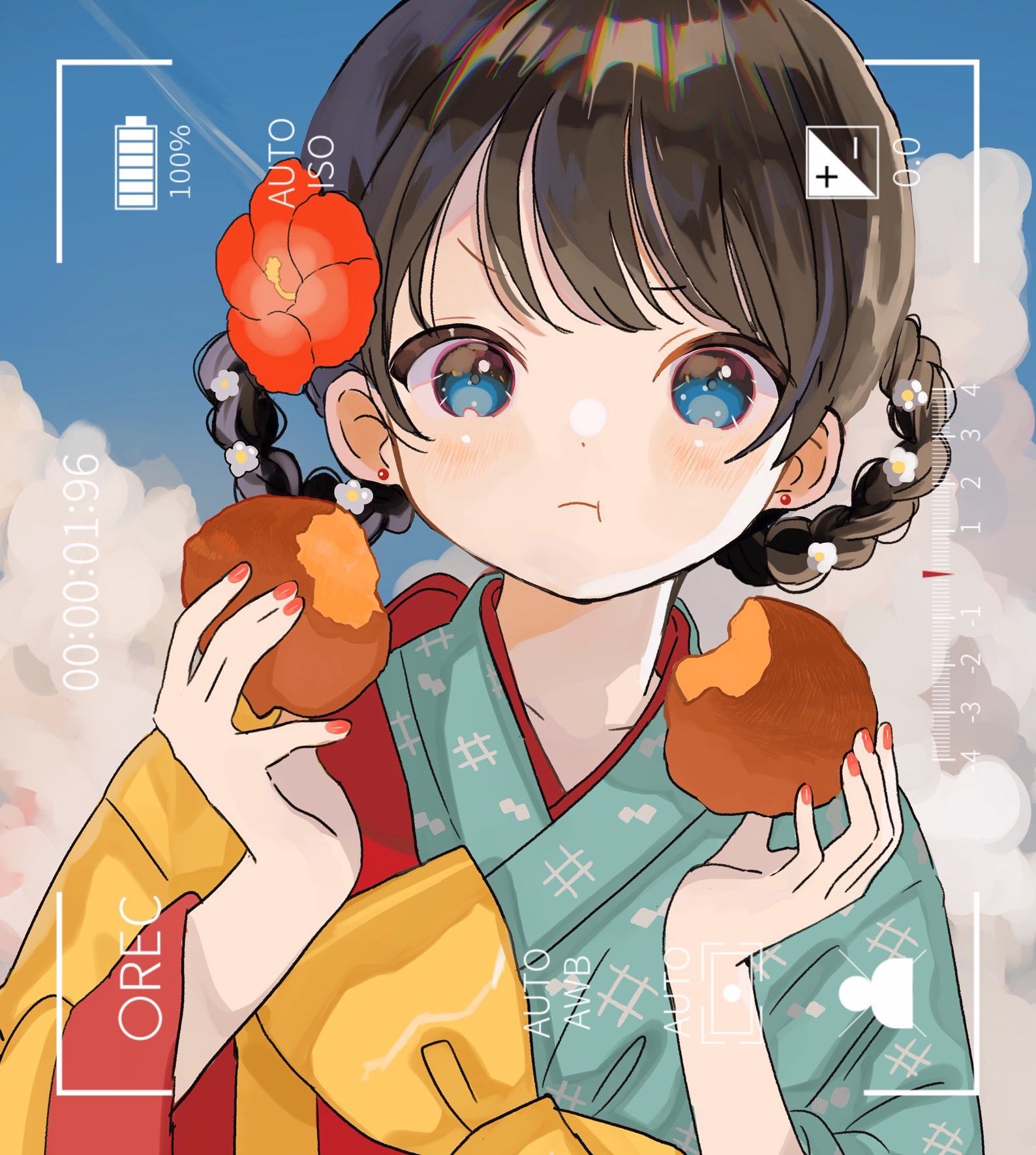 Girl in Kimono Eating Snacks HD Phone Wallpaper