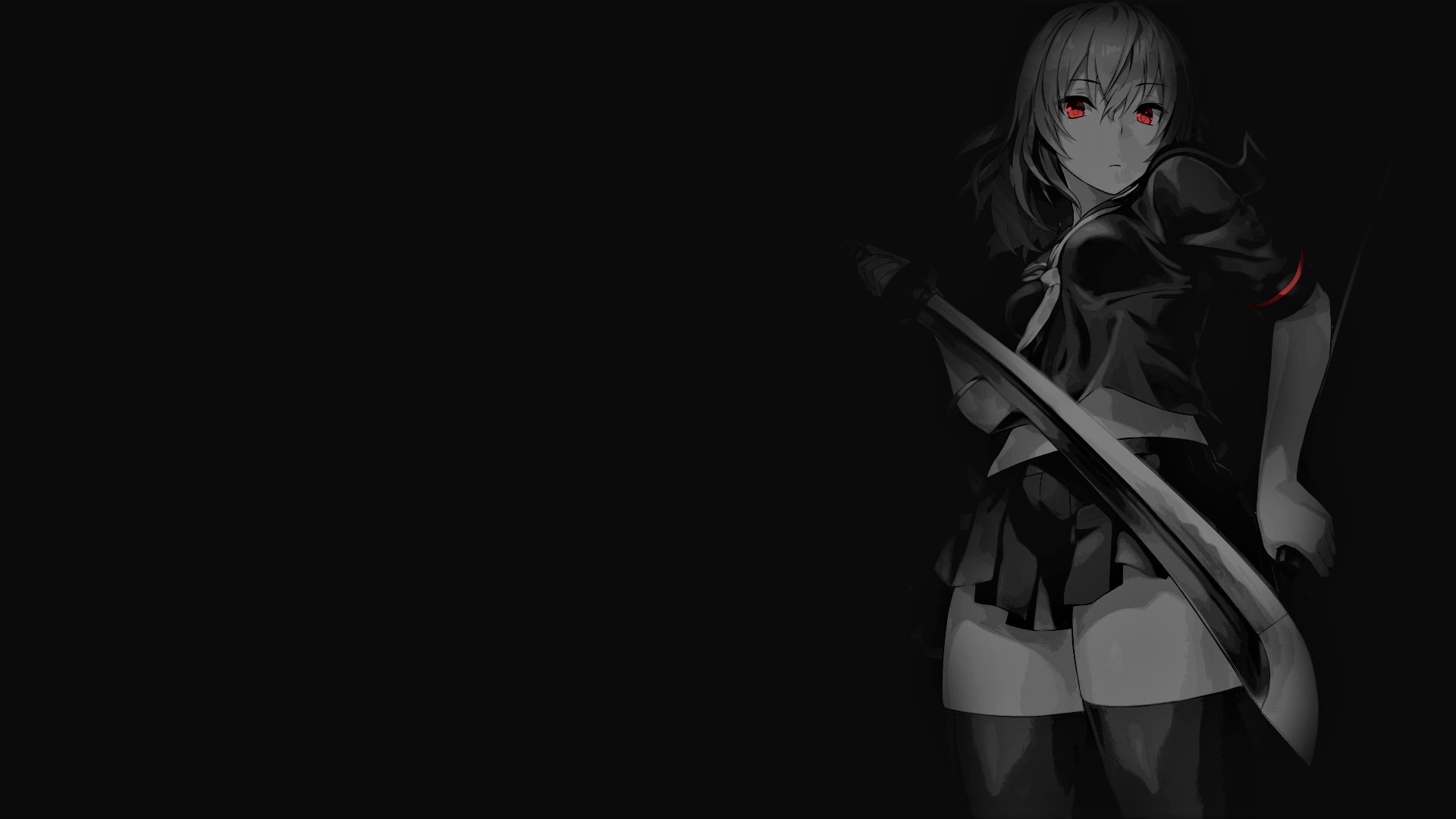 Anime girl with red eyes and sword HD Wallpaper