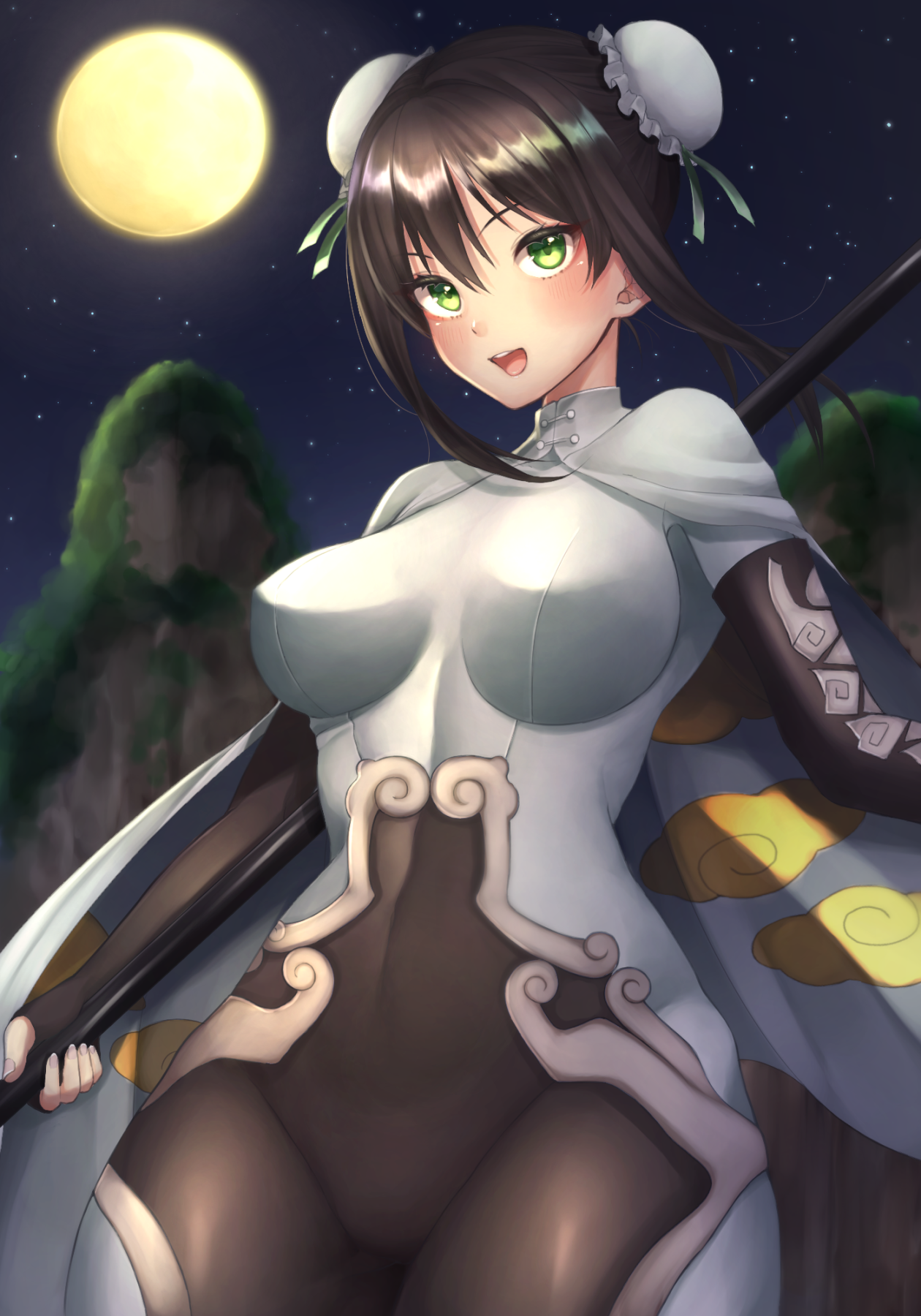 Qin Liangyu from Fate/Grand Order under the moon HD Phone Wallpaper