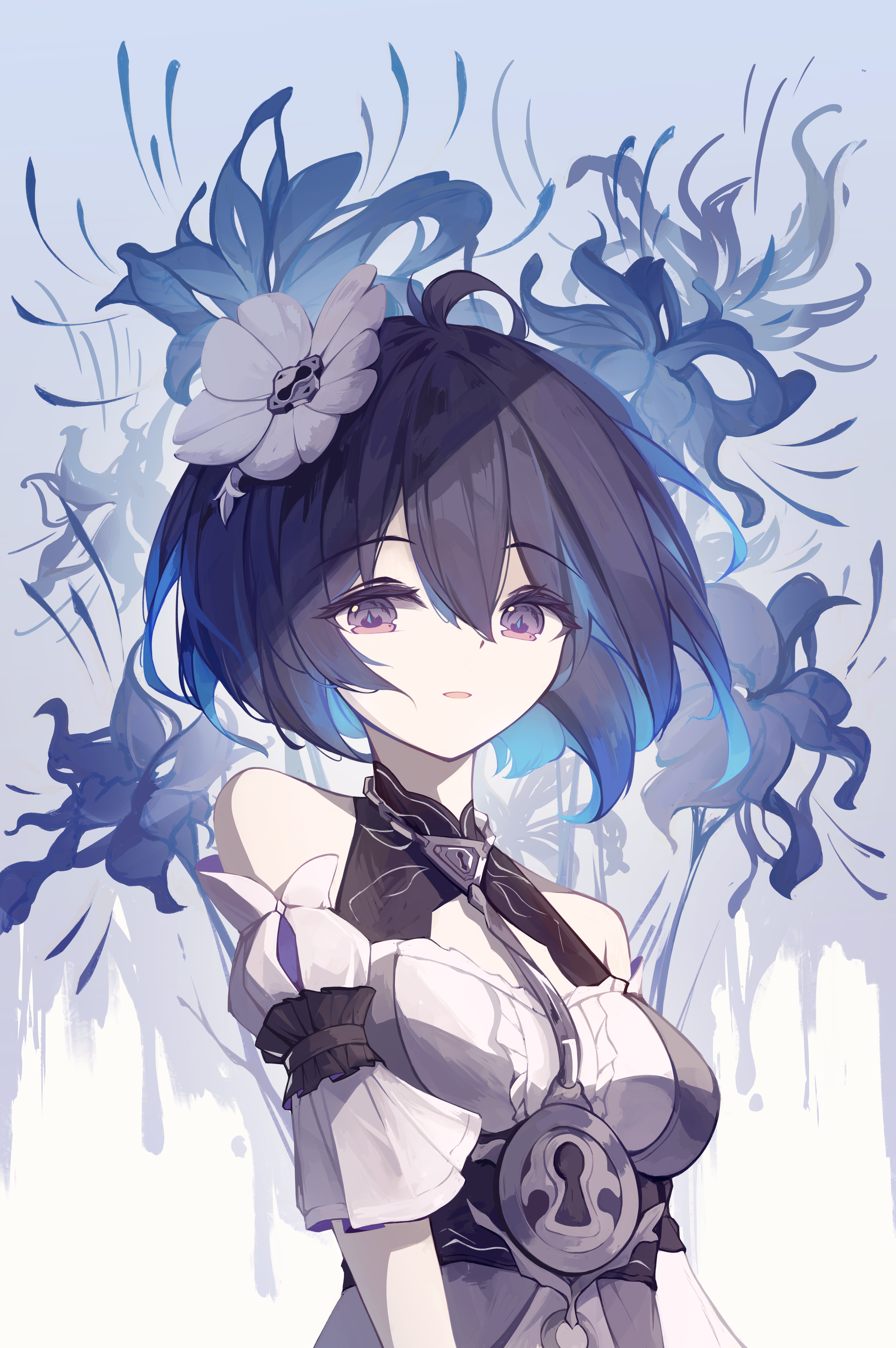 Seele Vollerei from Honkai Impact 3rd with blue hair and flower HD Phone Wallpaper
