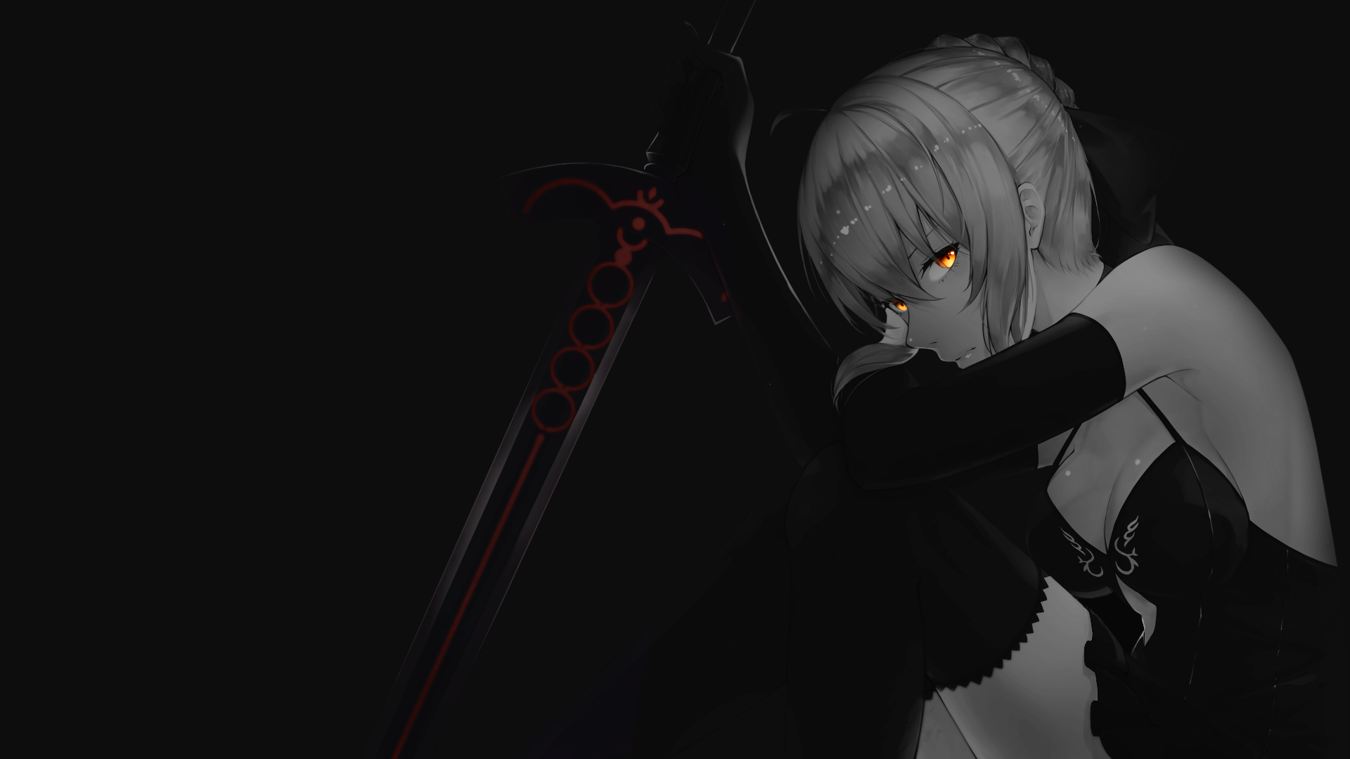 Saber Alter with Excalibur from Fate series HD Wallpaper