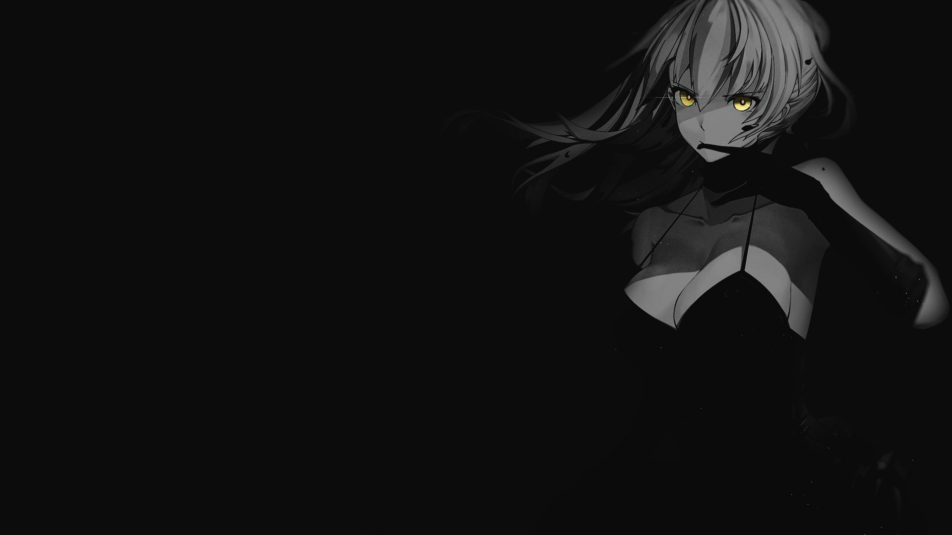 Fate series Saber Alter in black dress HD Wallpaper
