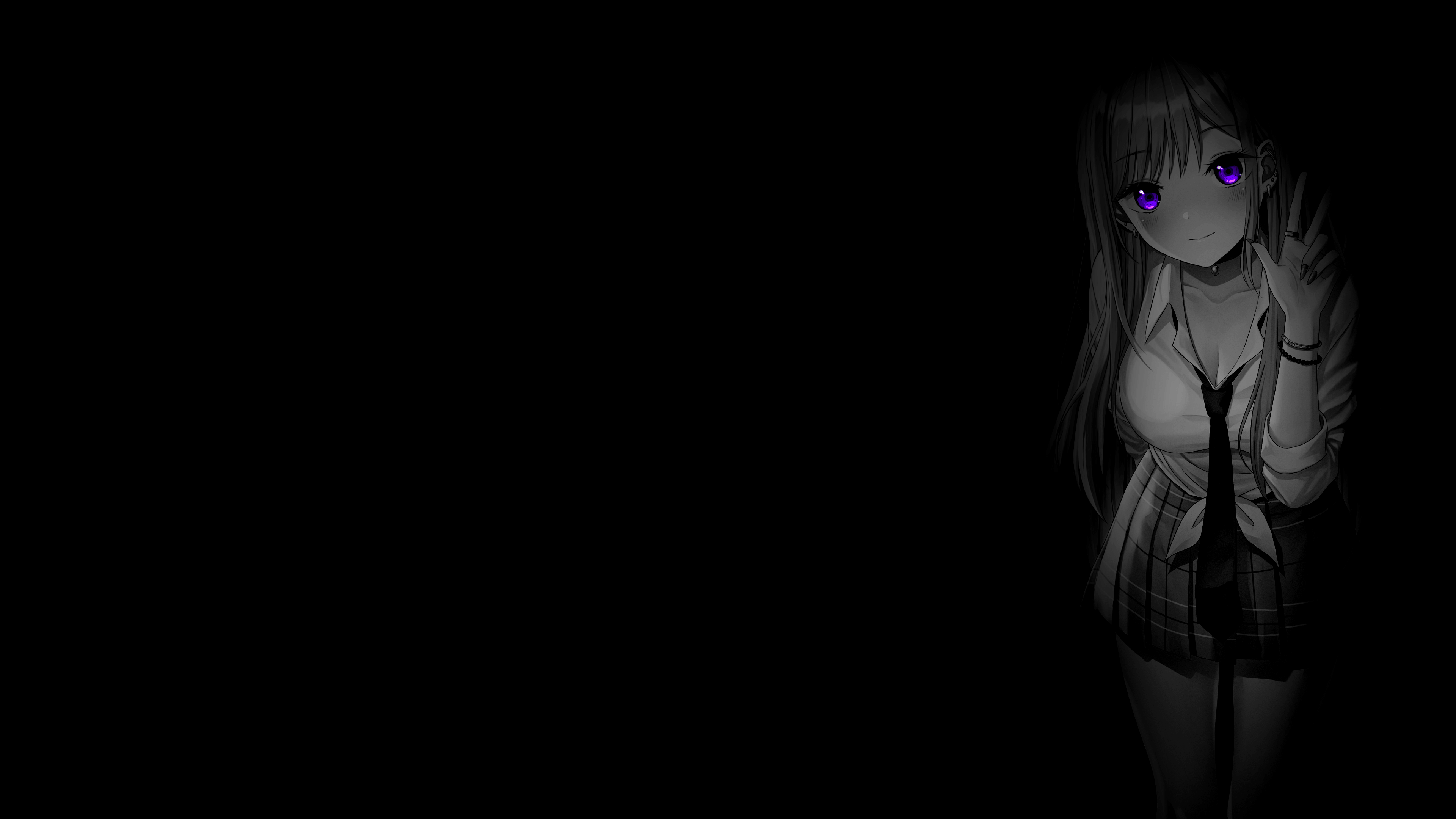4K monochrome image of Kitagawa Marin from Sono Bisque Doll wa Koi wo Suru HD Wallpaper